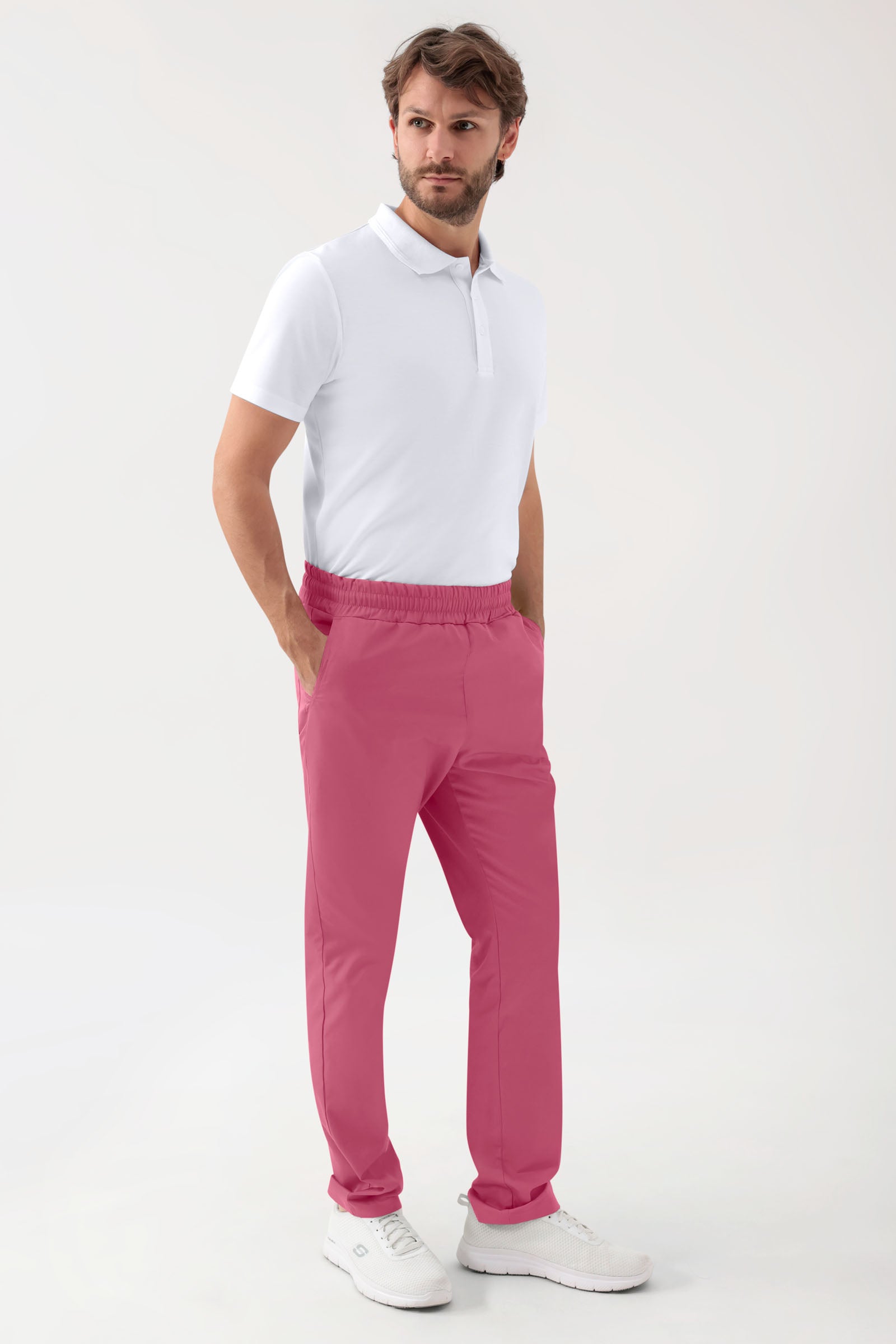 GREEN Stretch Hose Unisex - Rundumgummibund rosenholz, Vorderansicht 