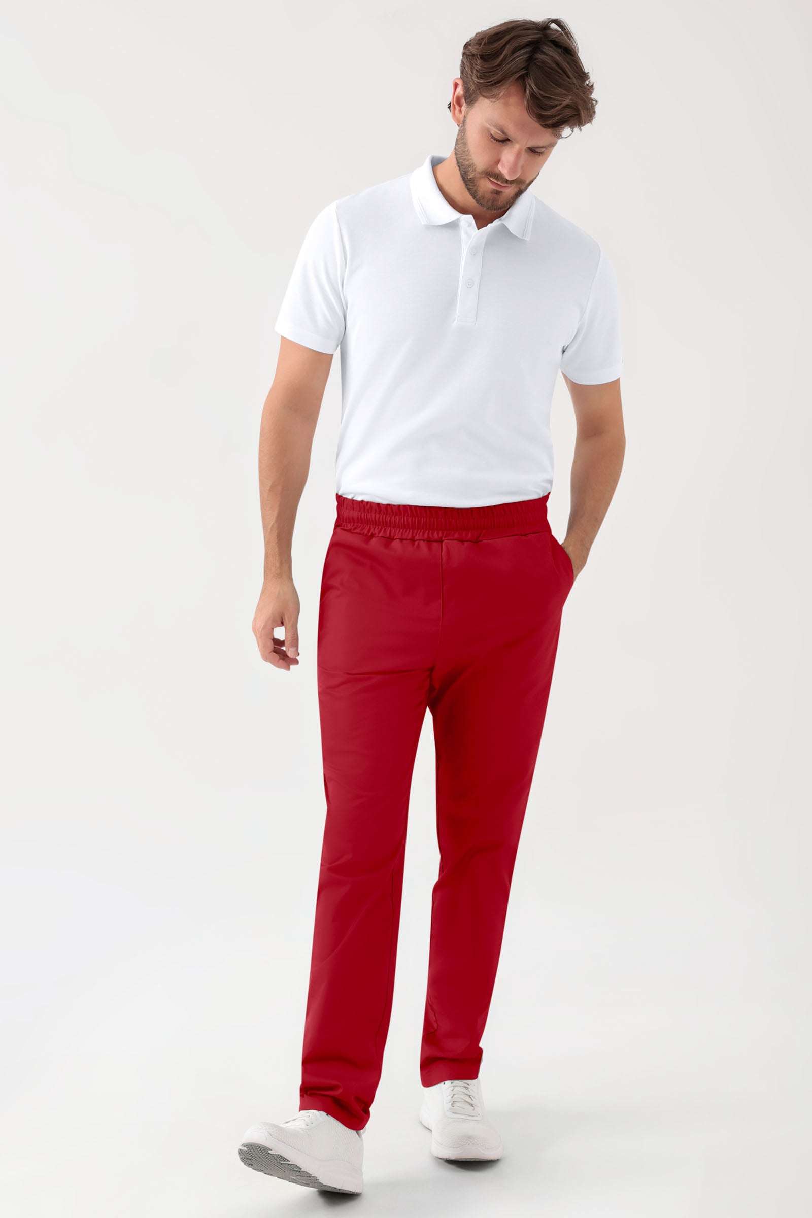 GREEN Stretch Hose Unisex - Rundumgummibund rot, Vorderansicht 