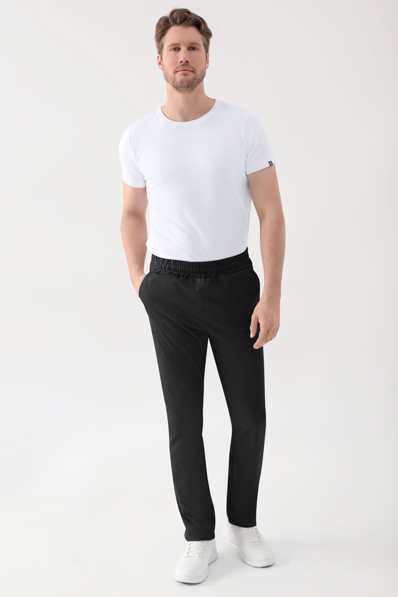 Stretch Hose Unisex - Rundumgummibund schwarz, Vorderansicht 