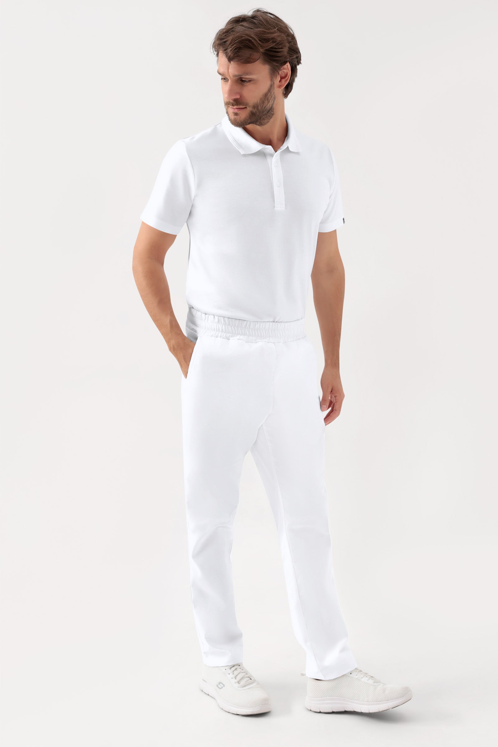 GREEN Stretch Hose Unisex - Rundumgummibund weiss