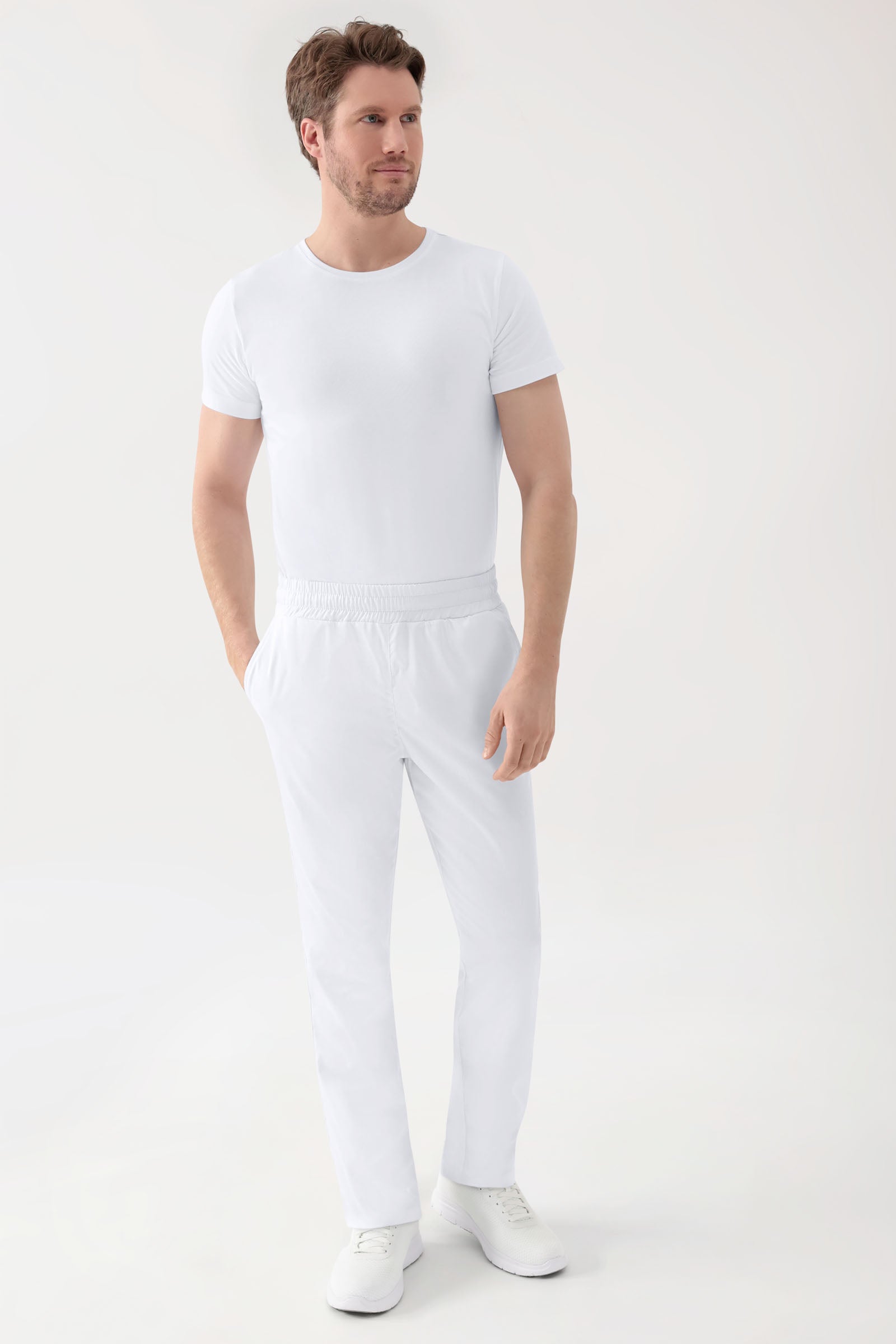 Stretch Hose Unisex - Rundumgummibund weiss, Vorderansicht 