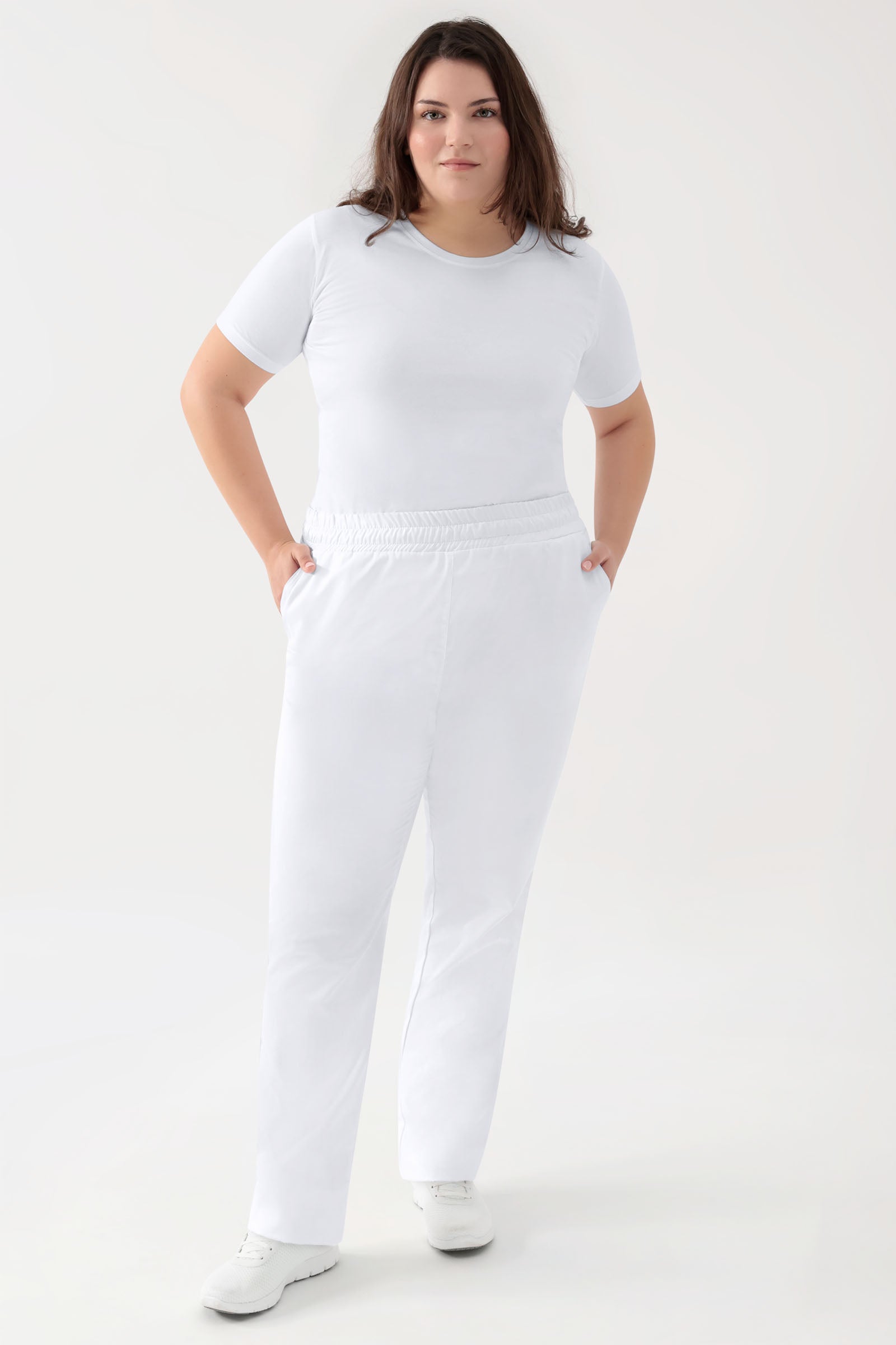 Stretch Hose Unisex - Rundumgummibund weiss, Vorderansicht 
