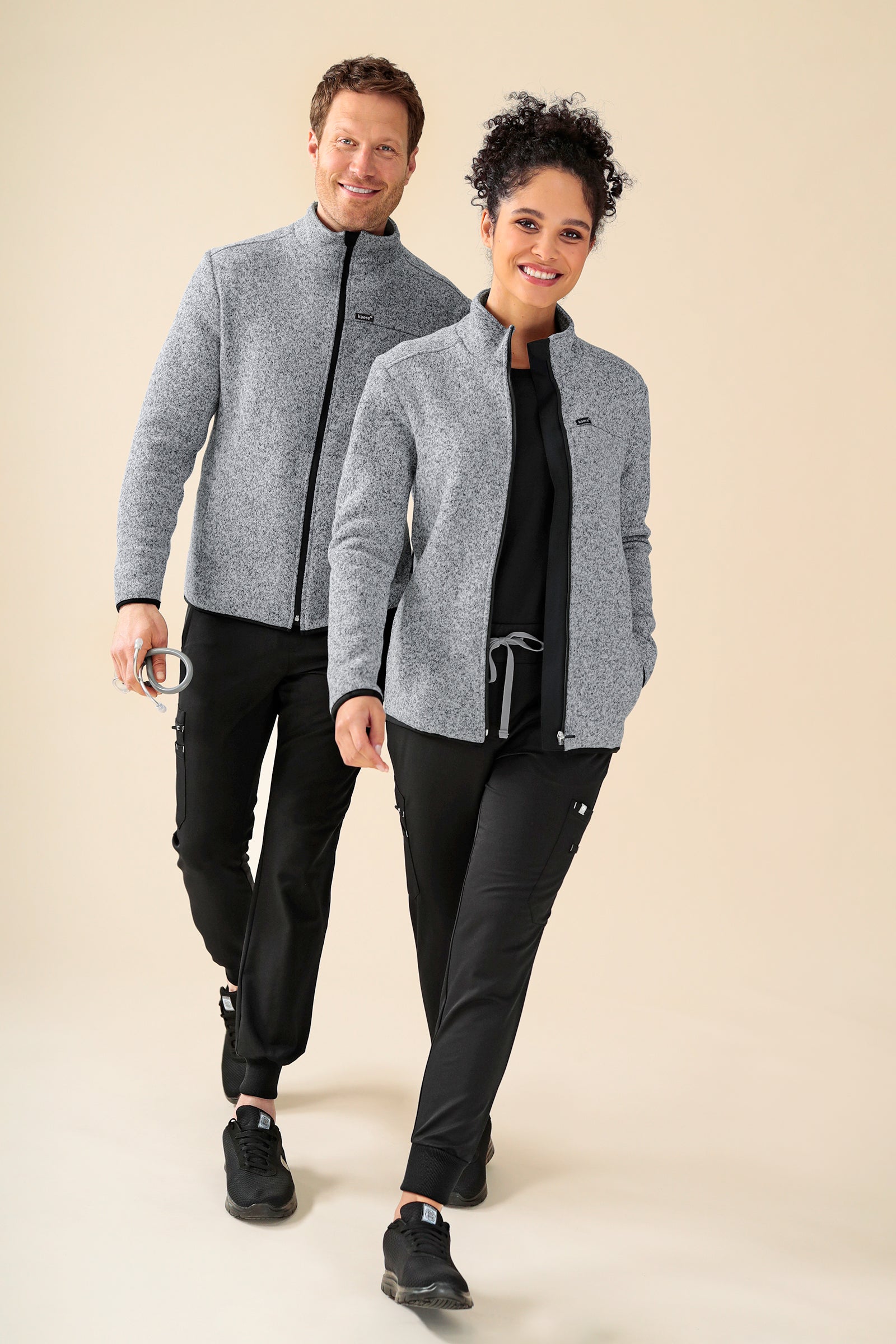 KAERE Fleecejacke Unisex - mit Reissverschluss grau melange