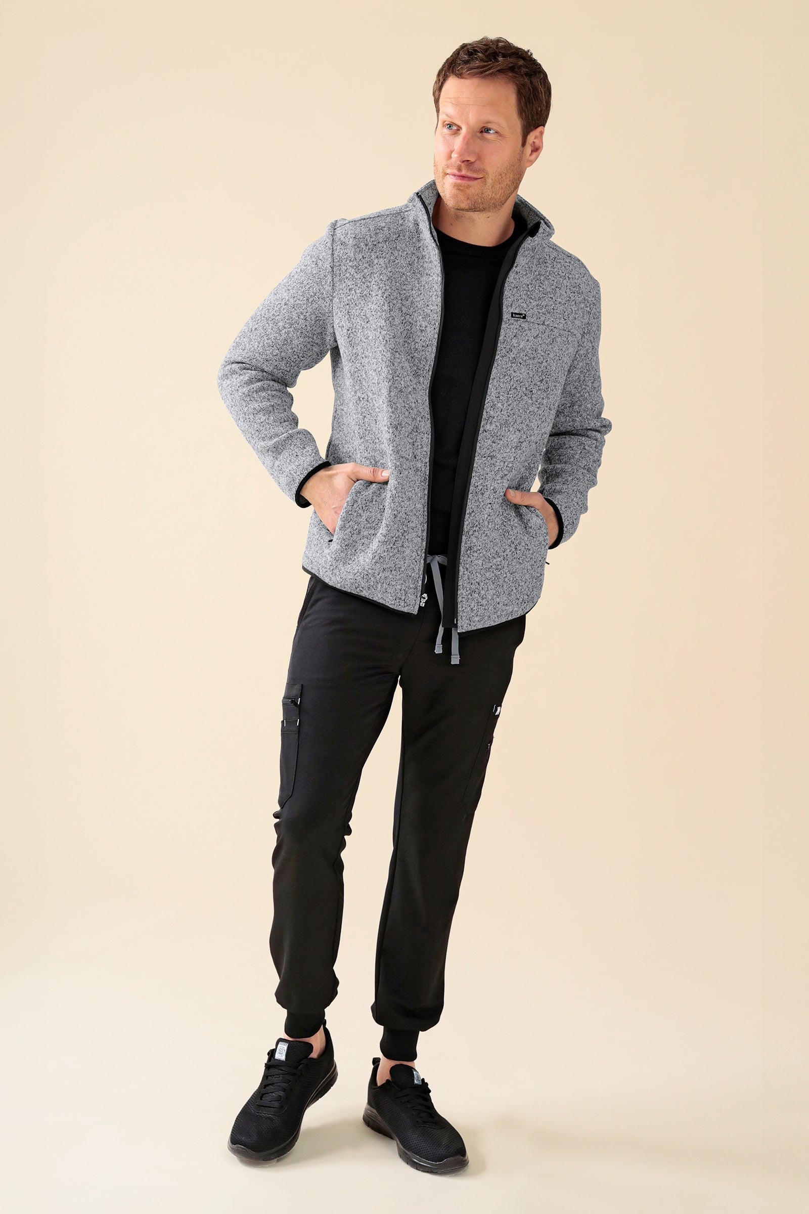 KAERE Fleecejacke Unisex - mit Reissverschluss grau melange