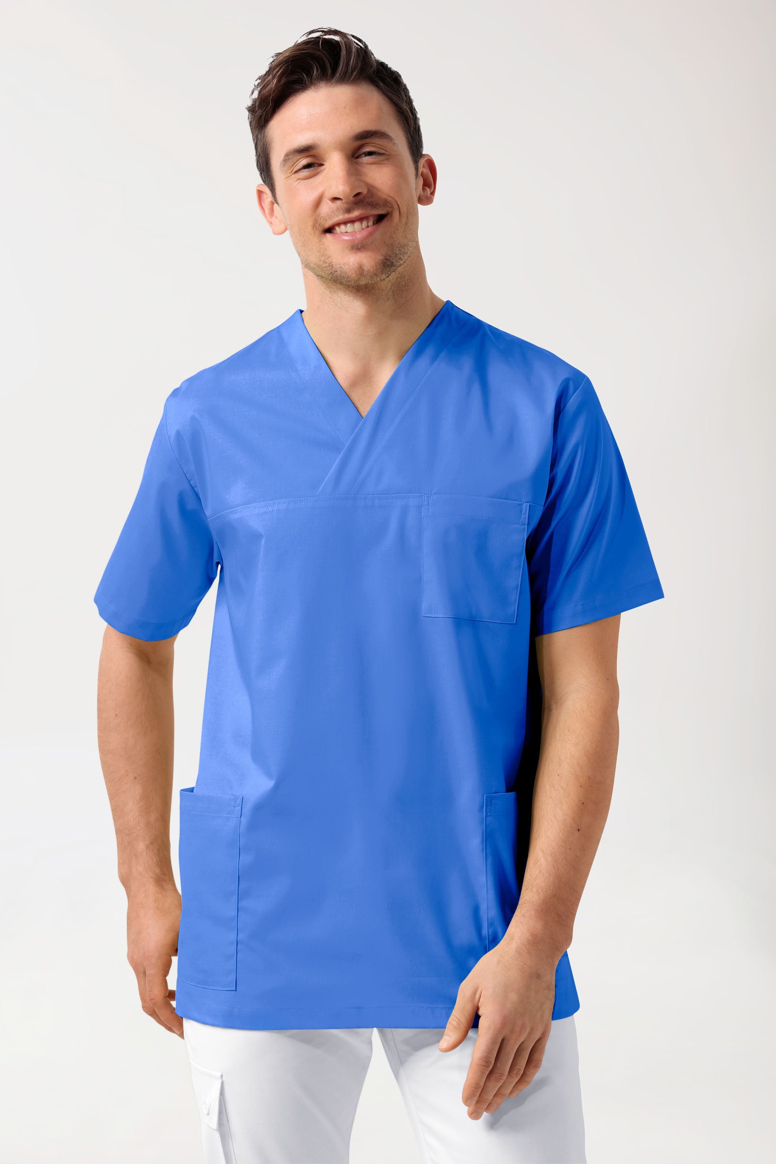 Stretch Schlupfkasack Unisex - V-Ausschnitt königsblau, Vue de face 