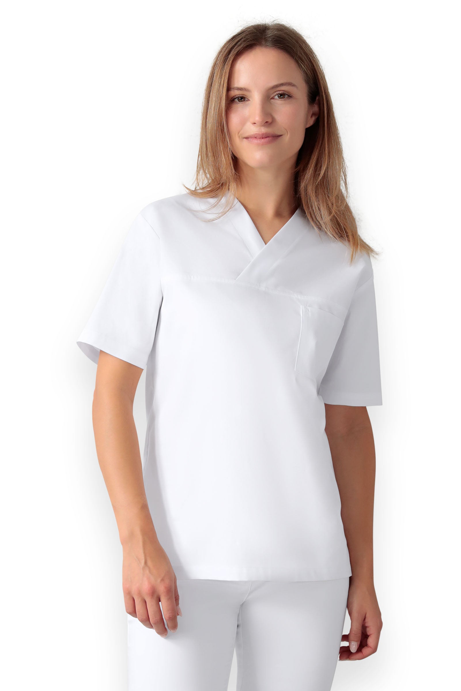 Schlupfkasack Unisex - V-Ausschnitt weiss