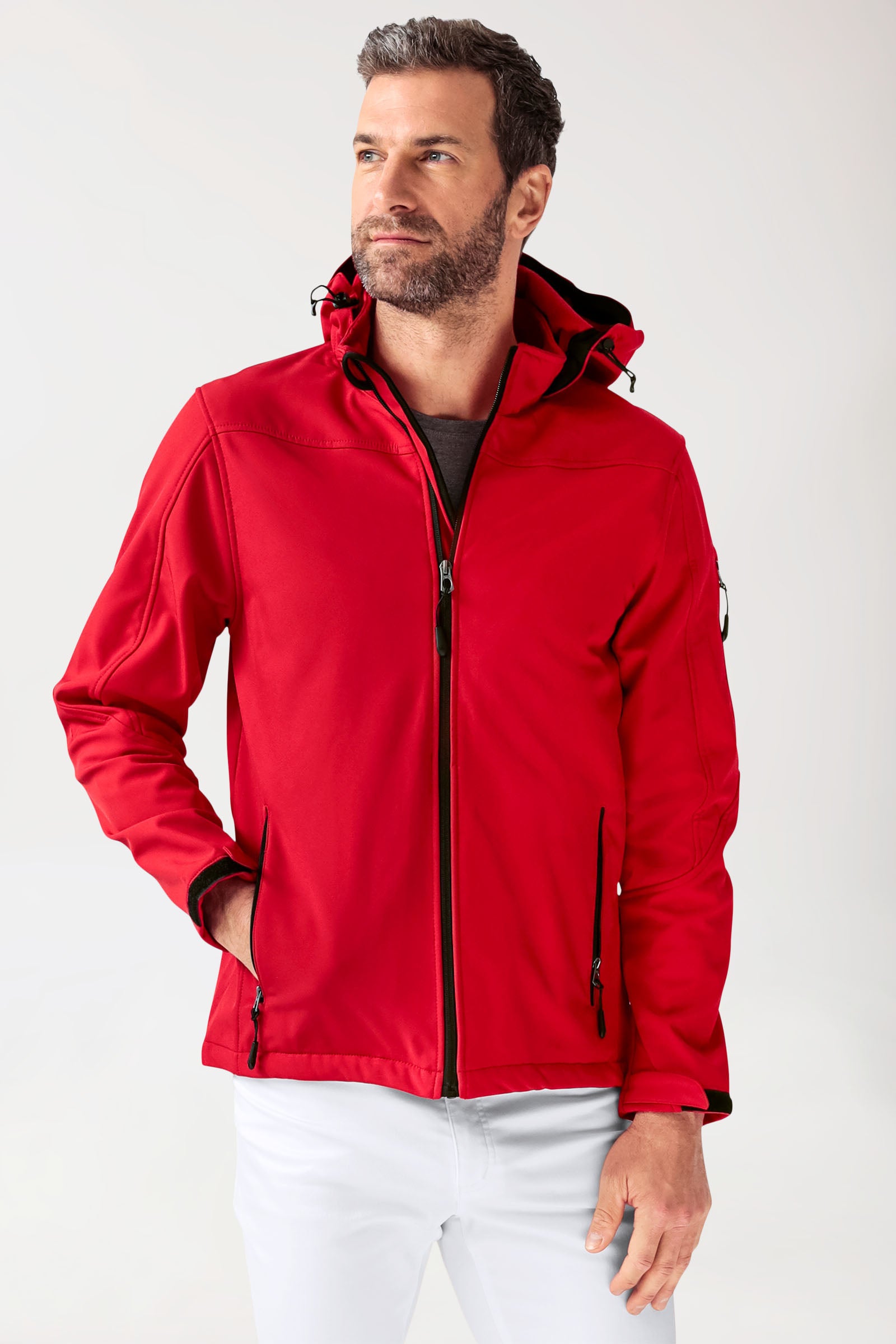 Softshell Jacken Unisex - mit Kapuze rot, Vue de face 