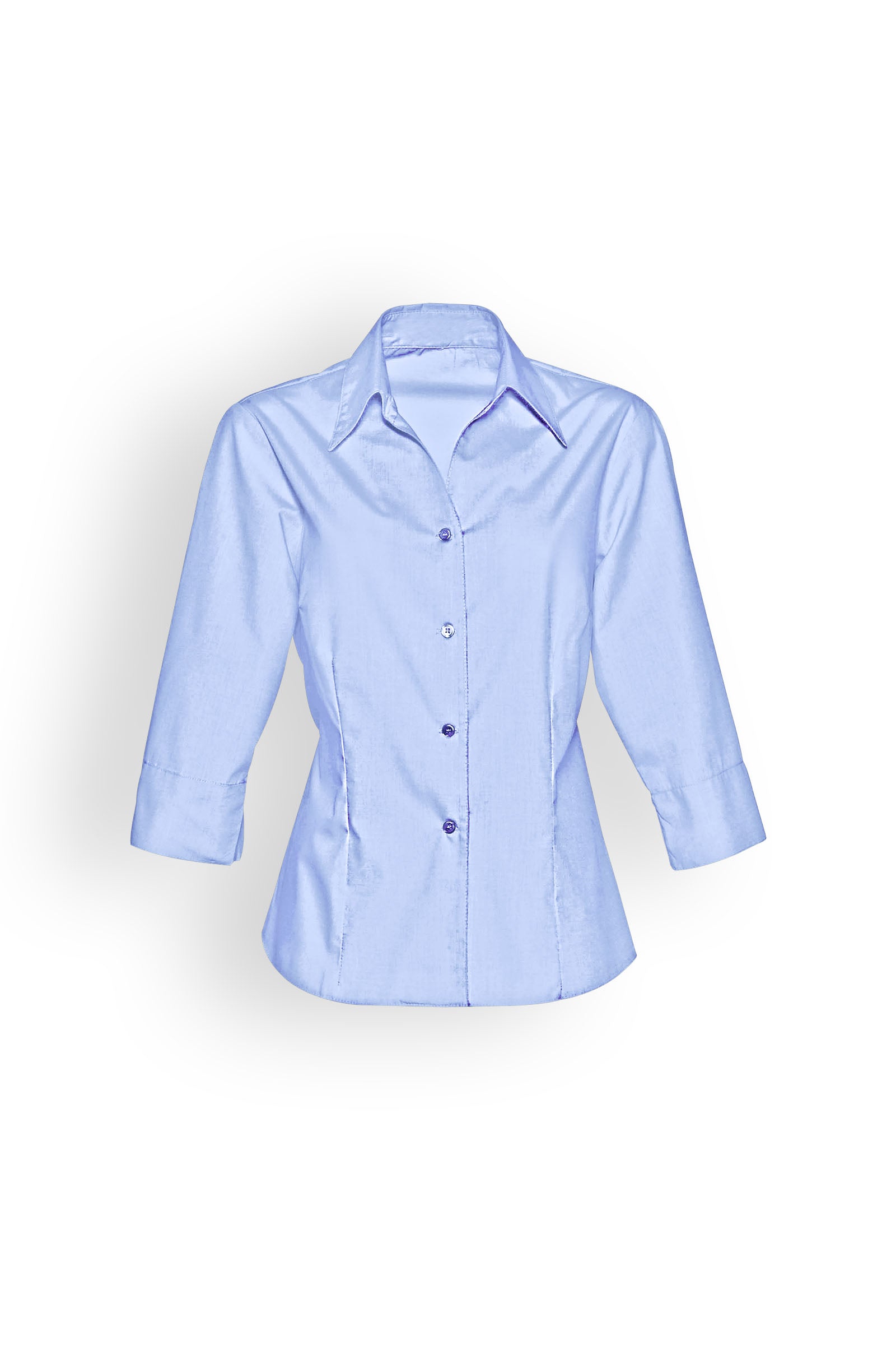 Damenbluse Eisblau mit 3/4-Arm, Vorderansicht 