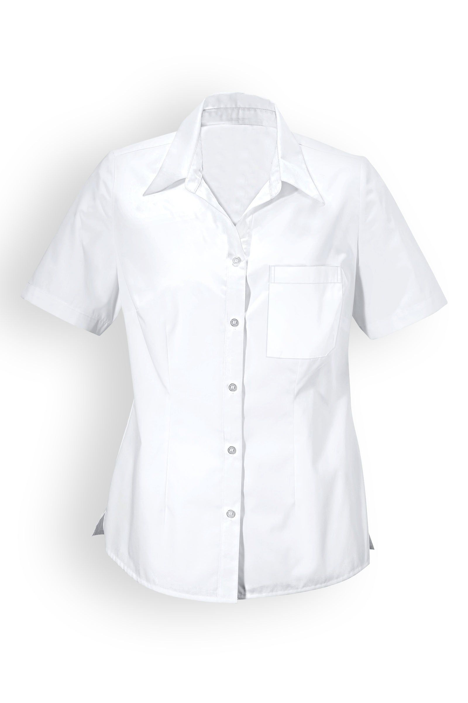 Bluse Weiss Abgerundeter Saum Kurzarm, Vue de face 