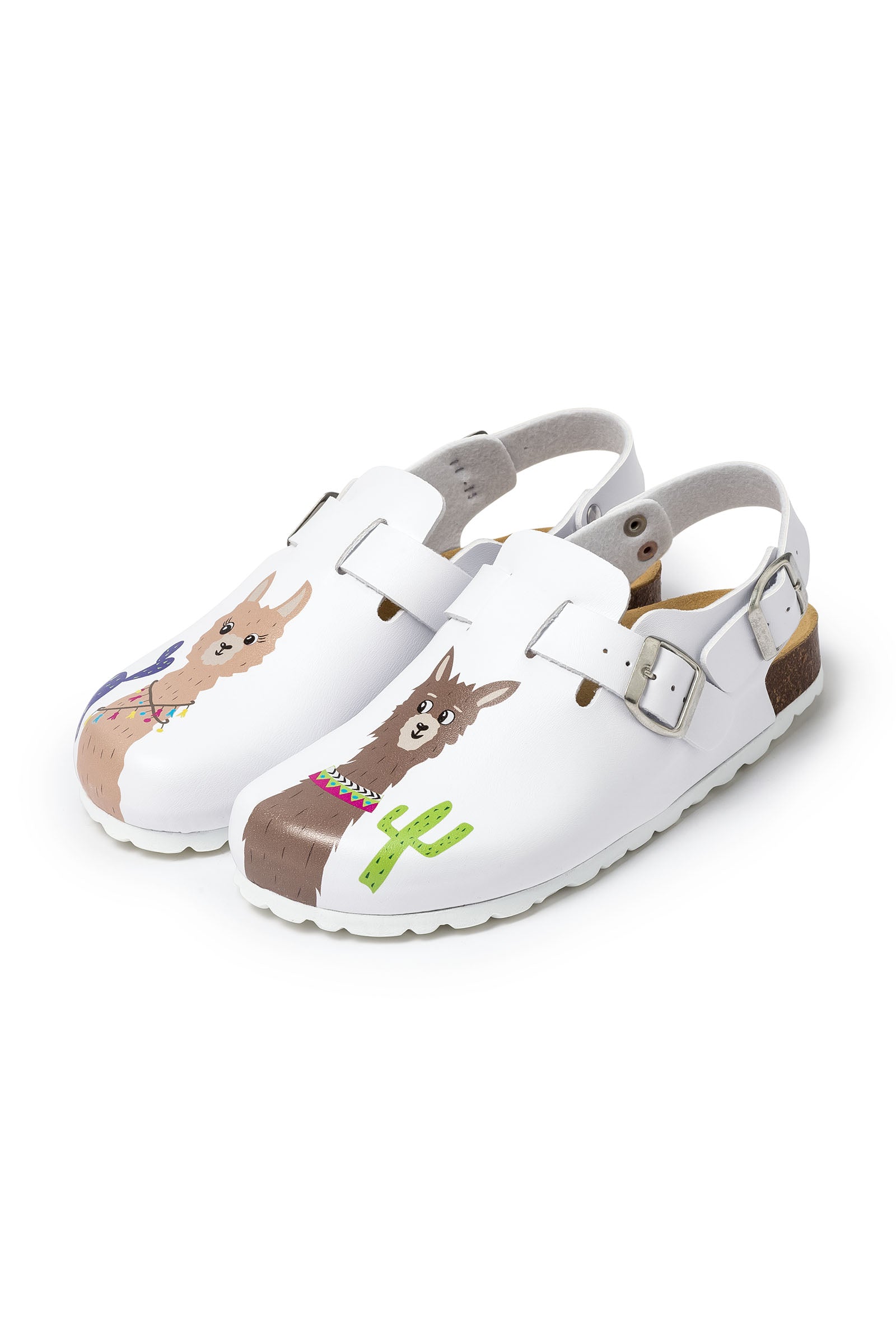 Damen Clog - Fersenriemen - Motivdruck - weiss/bunt