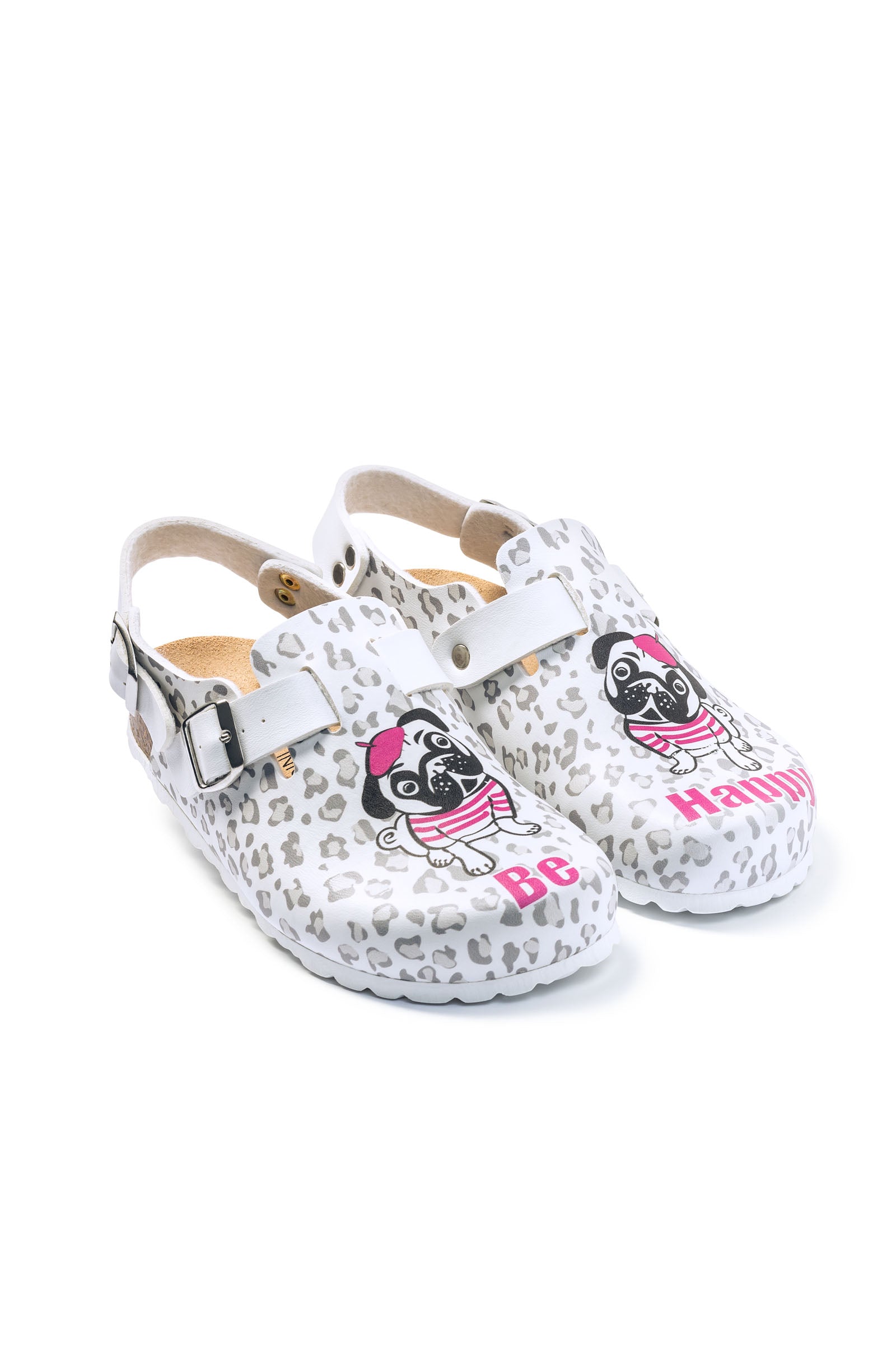 Damen Clog weiss/grau/pink