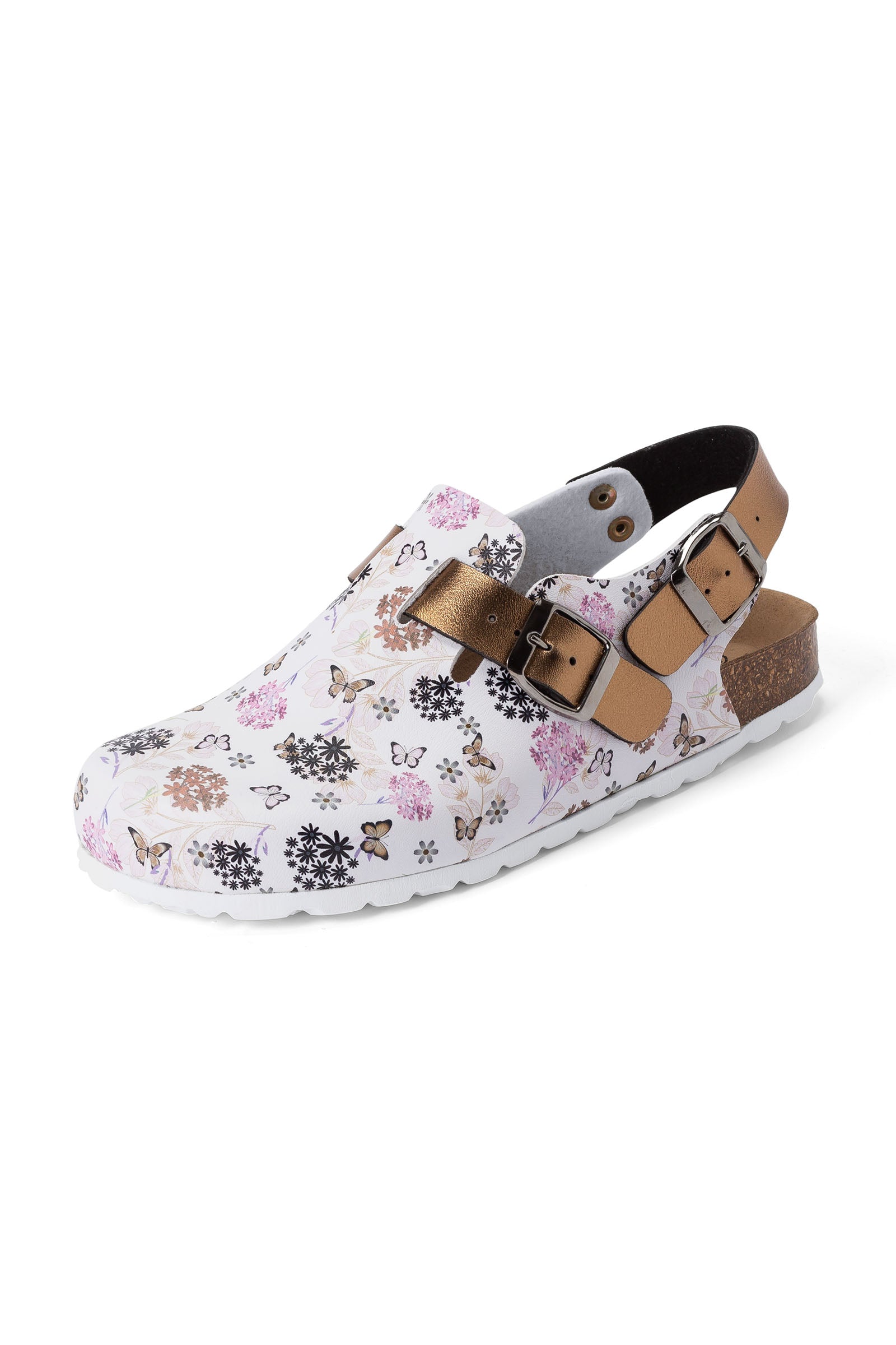 Damen Clog weiss/kupfer/rose
