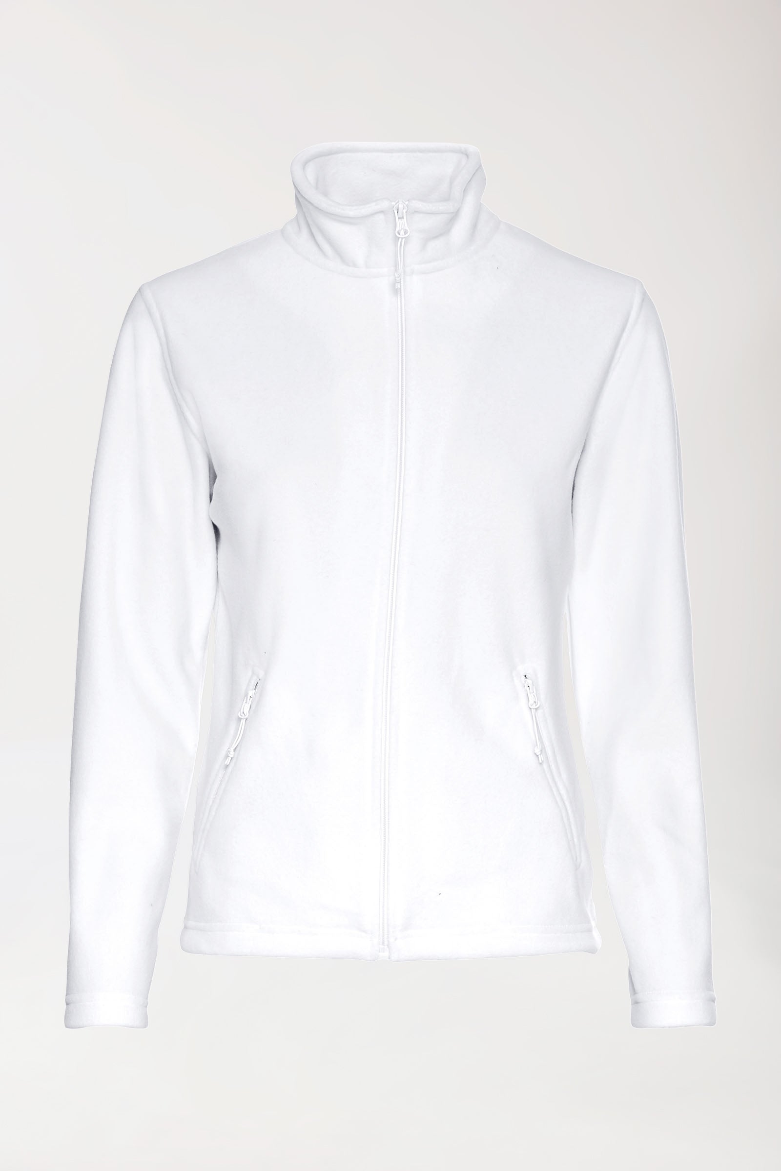 Fleecejacke Damen - Reissverschluss - Stehkragen weiss, Vorderansicht 
