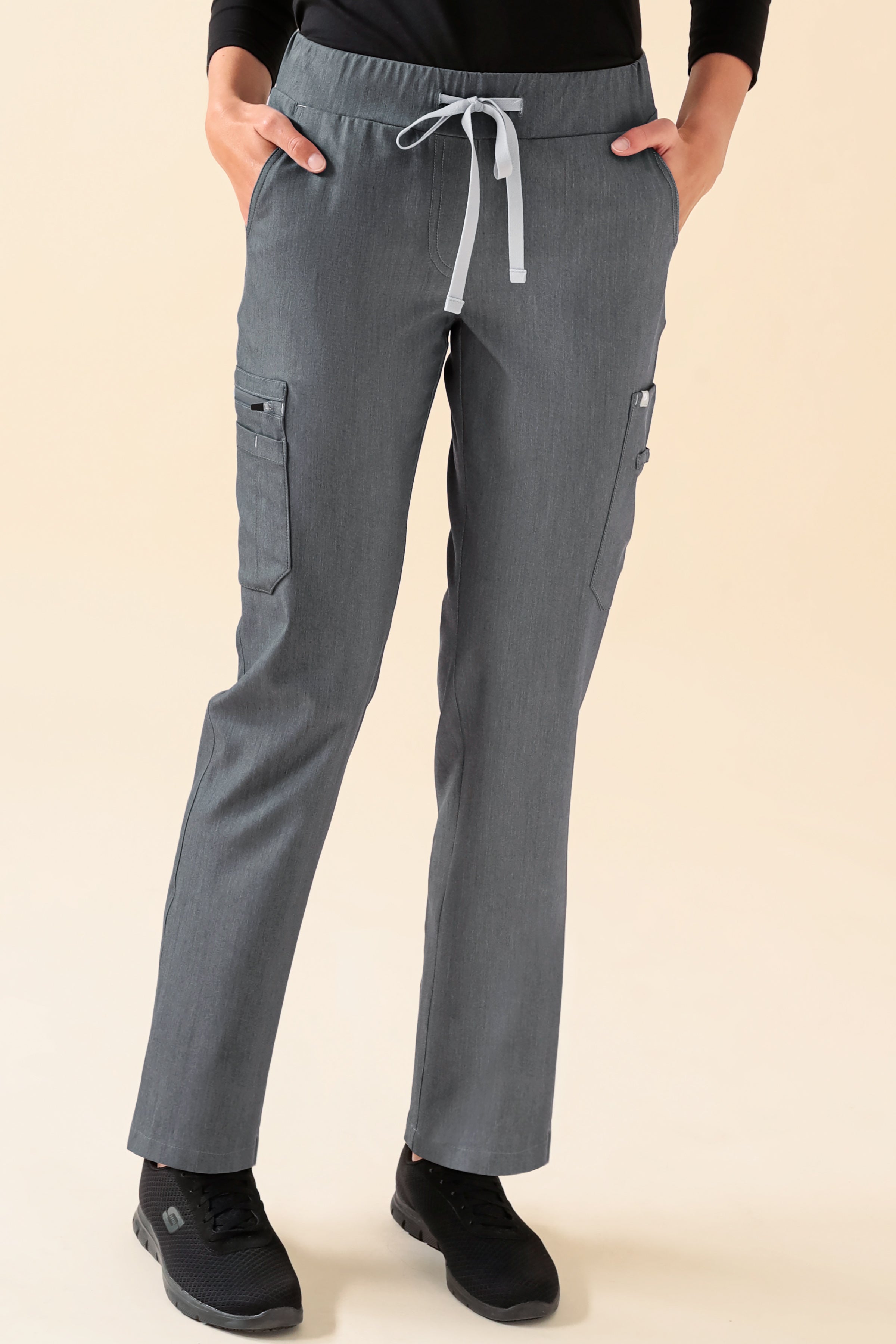 KAERE Hose Damen - gerader Saum mit Beintaschen grau melange