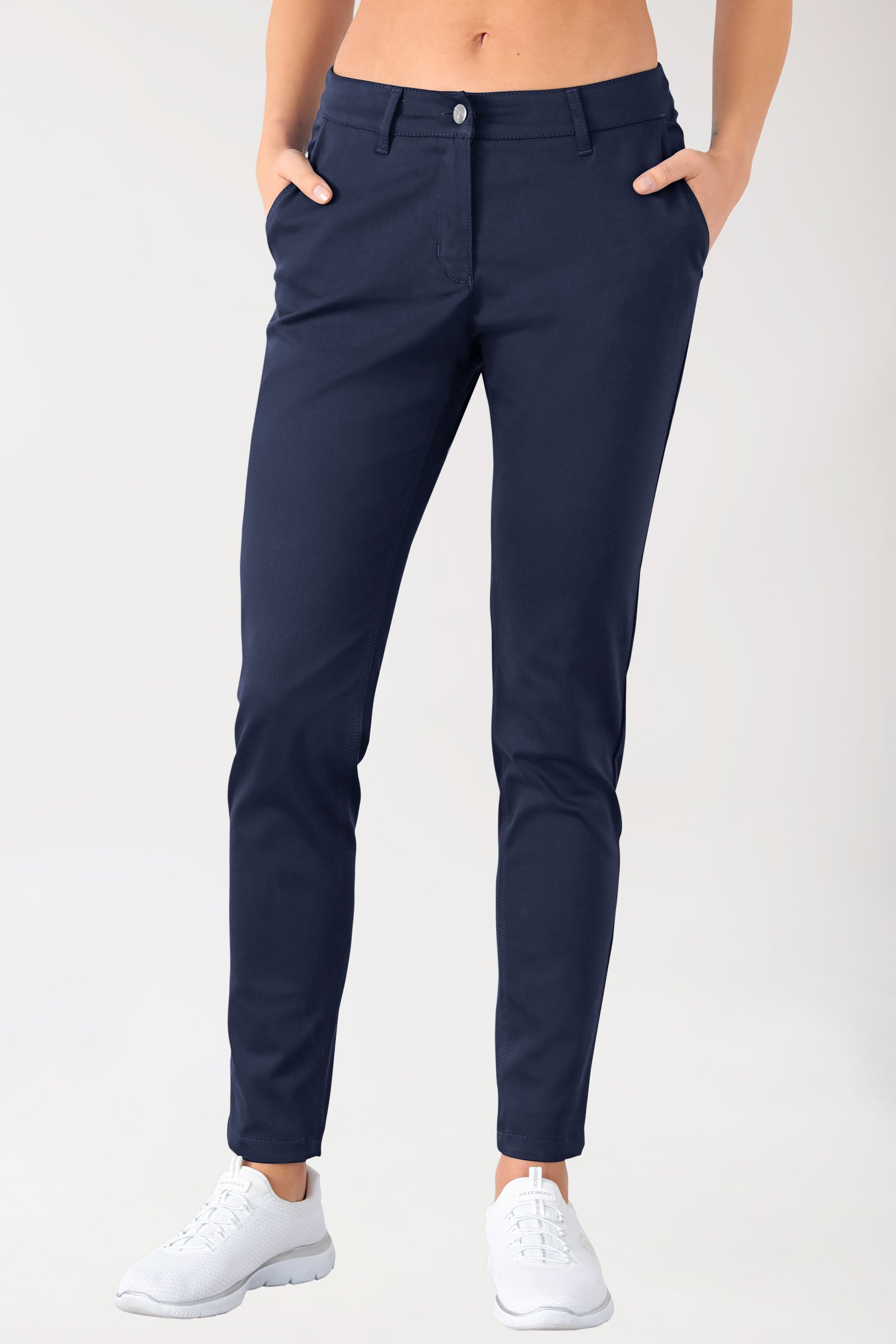 COMFY FLEX Hose Damen - Chino Style navy, Vorderansicht 