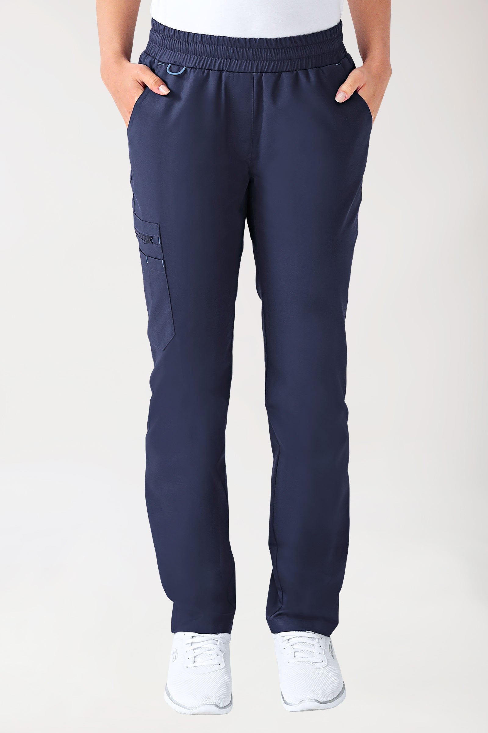 CLINIC STRETCH Hose Damen - gerader Saum Kurzgr. navy/himmelblau, Vue de face 