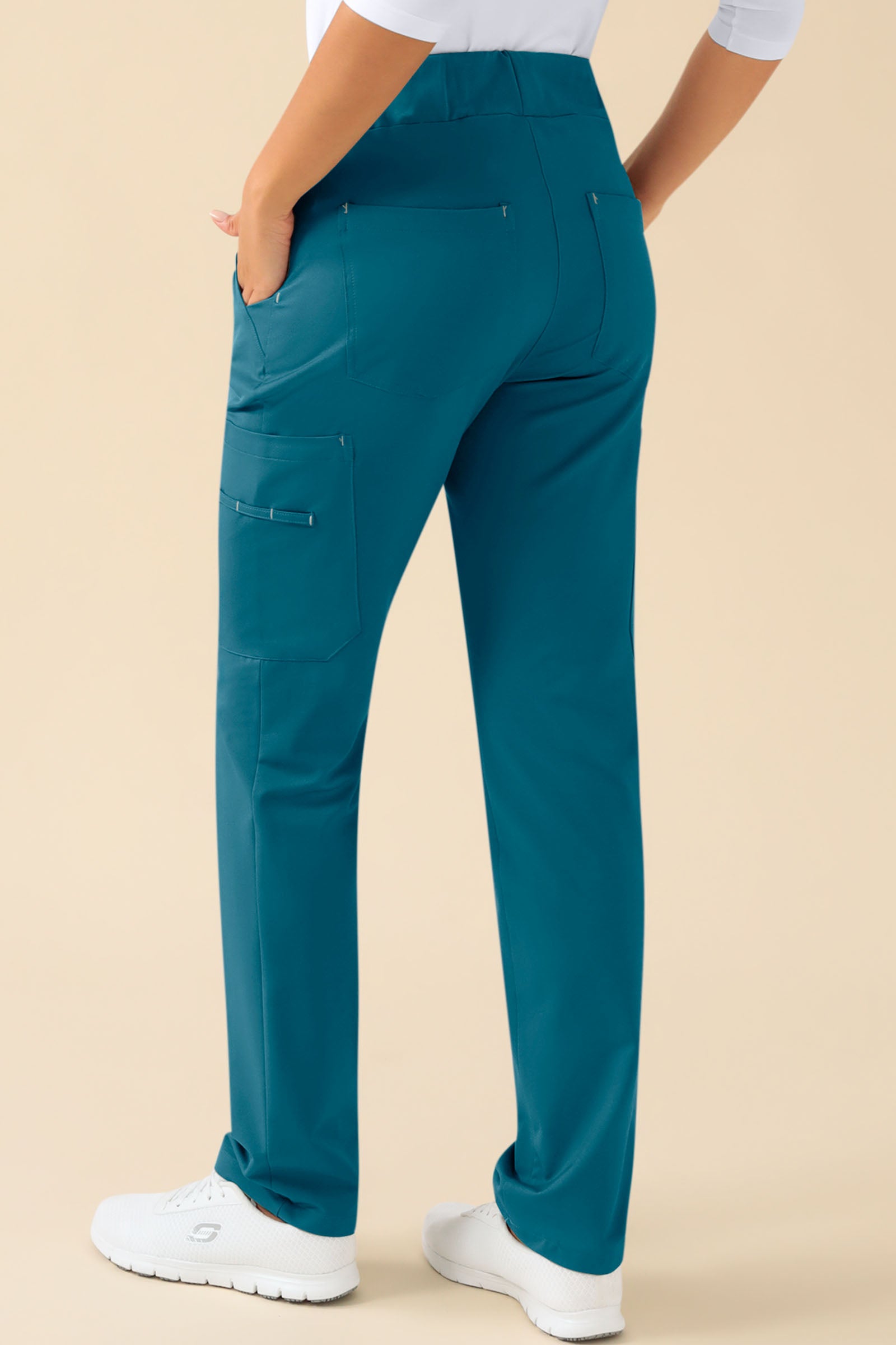 KAERE Hose Damen - gerader Saum mit Beintaschen petrol