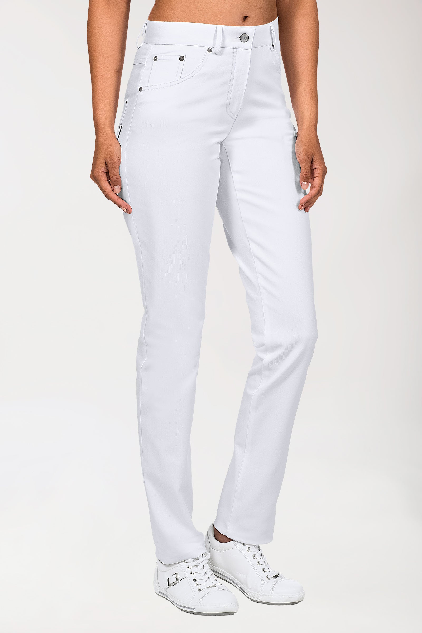 5-Pocket Hose Damen - Langgrösse weiss, Vue de face 