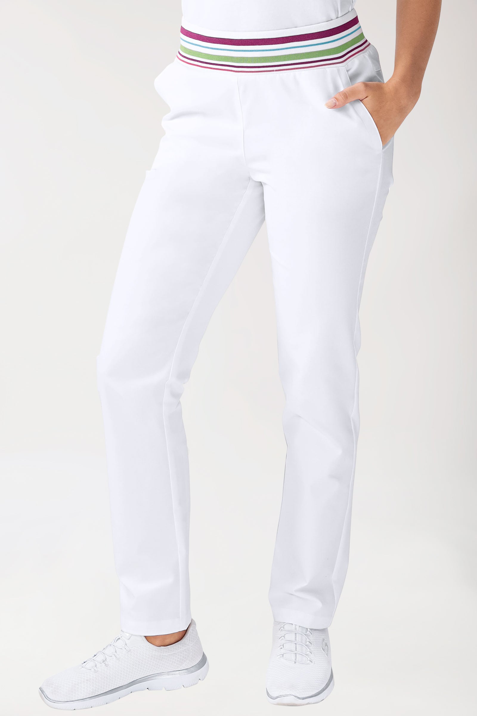 Stretch Hose Damen - Strickbund weiss