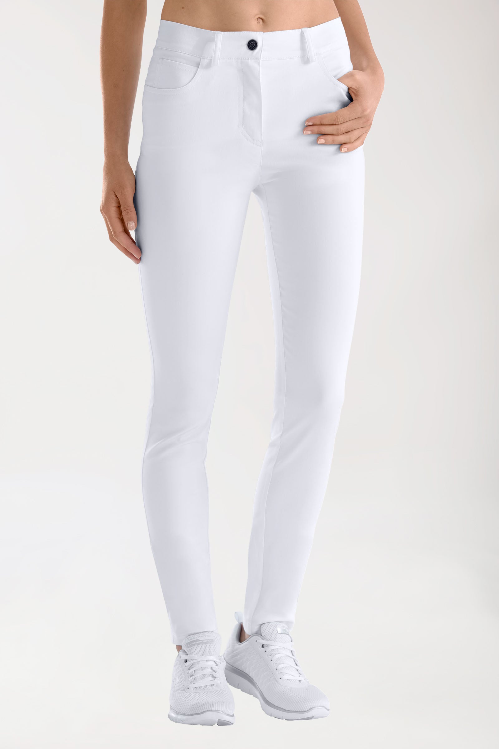 COMFY FLEX 5-Pocket Hose Damen - schlankes Bein weiss, Vorderansicht 