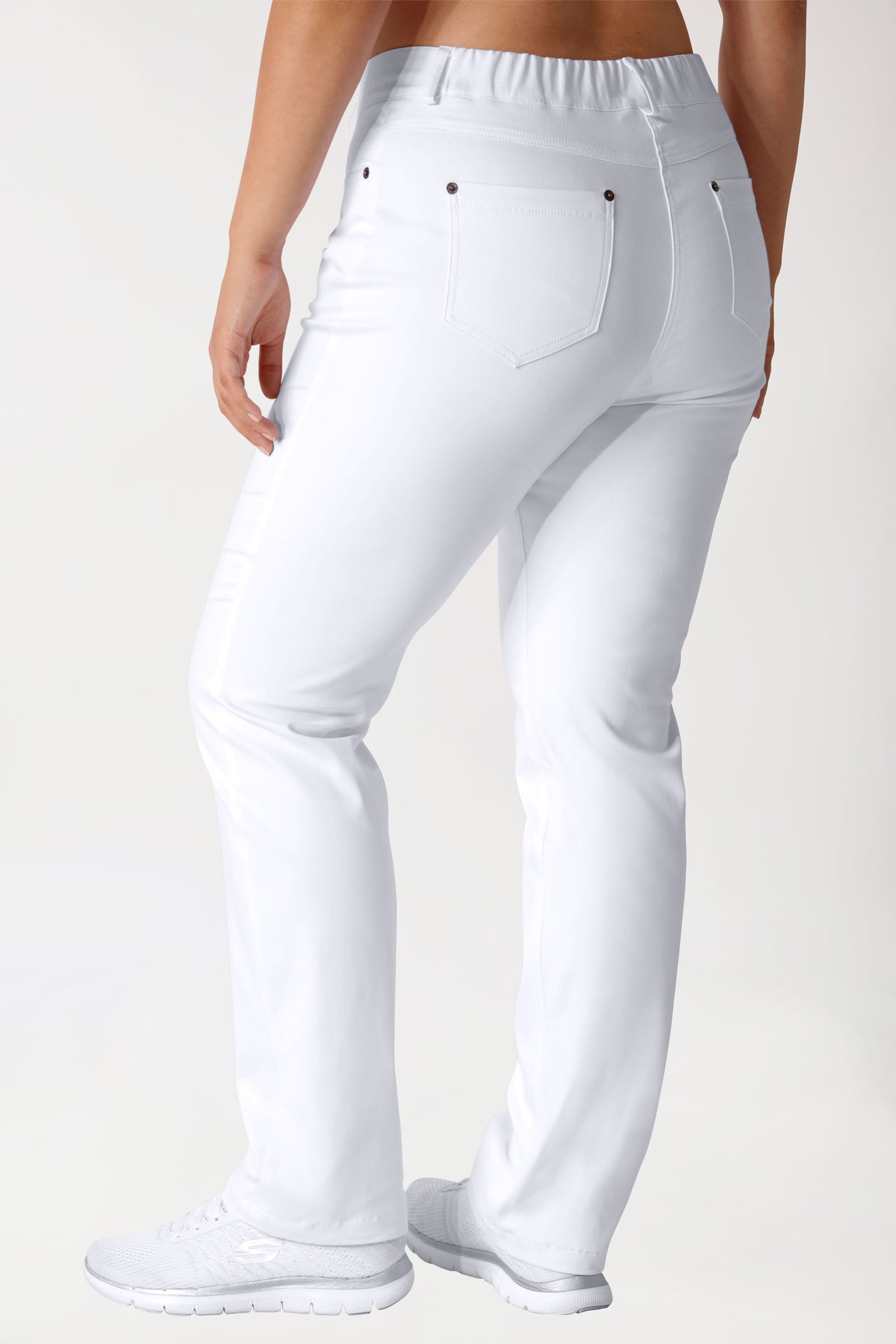 Curved Hose COMFY FLEX - 5-Pocket weiss, Vorderansicht 