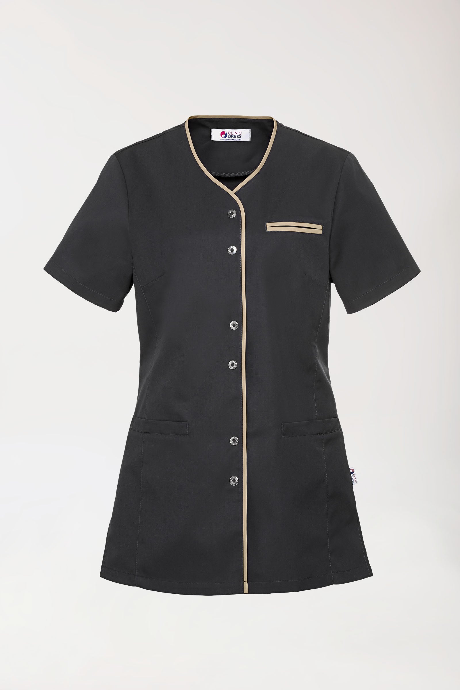 Beauty Kasack Damen - durchgeknöpft anthrazit/bisquit