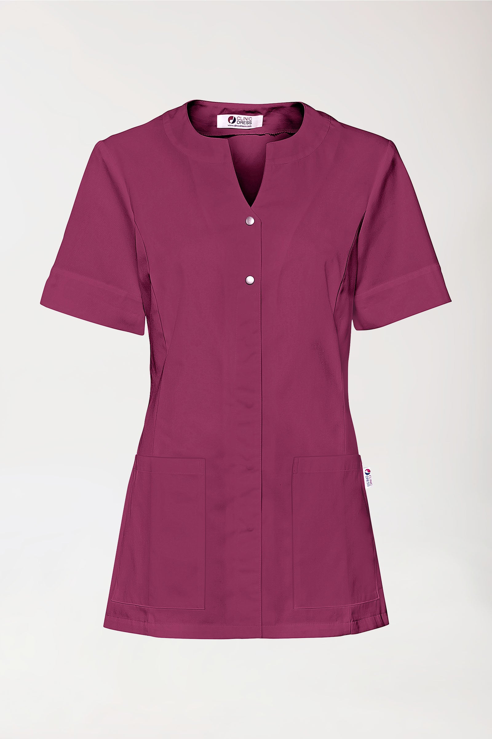 Beauty Kasack Damen - verdeckte Knopfleiste berry, Vorderansicht 