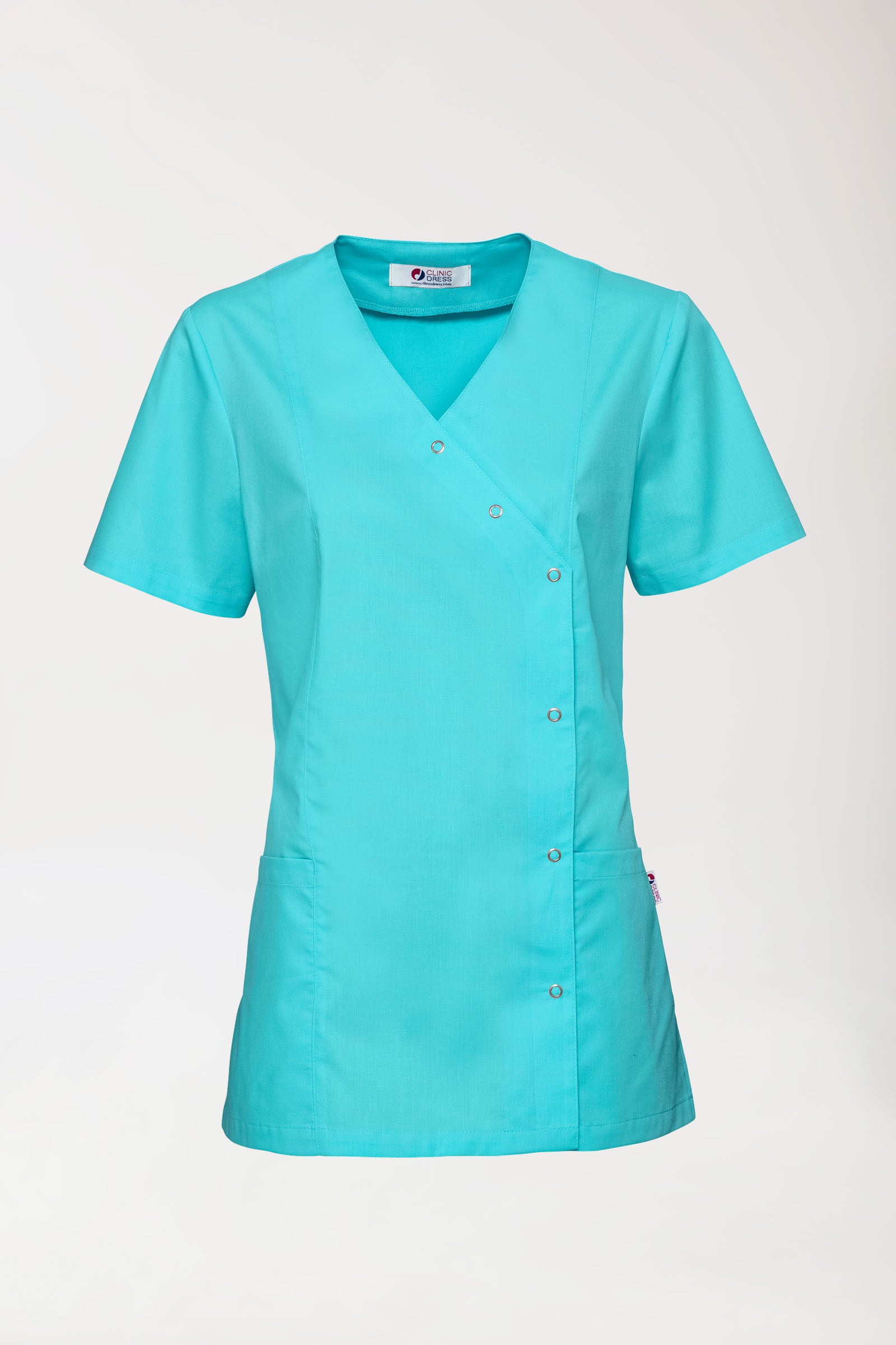 Stretch Kasack Damen - durchgeknöpft curaçao, Vue de face 