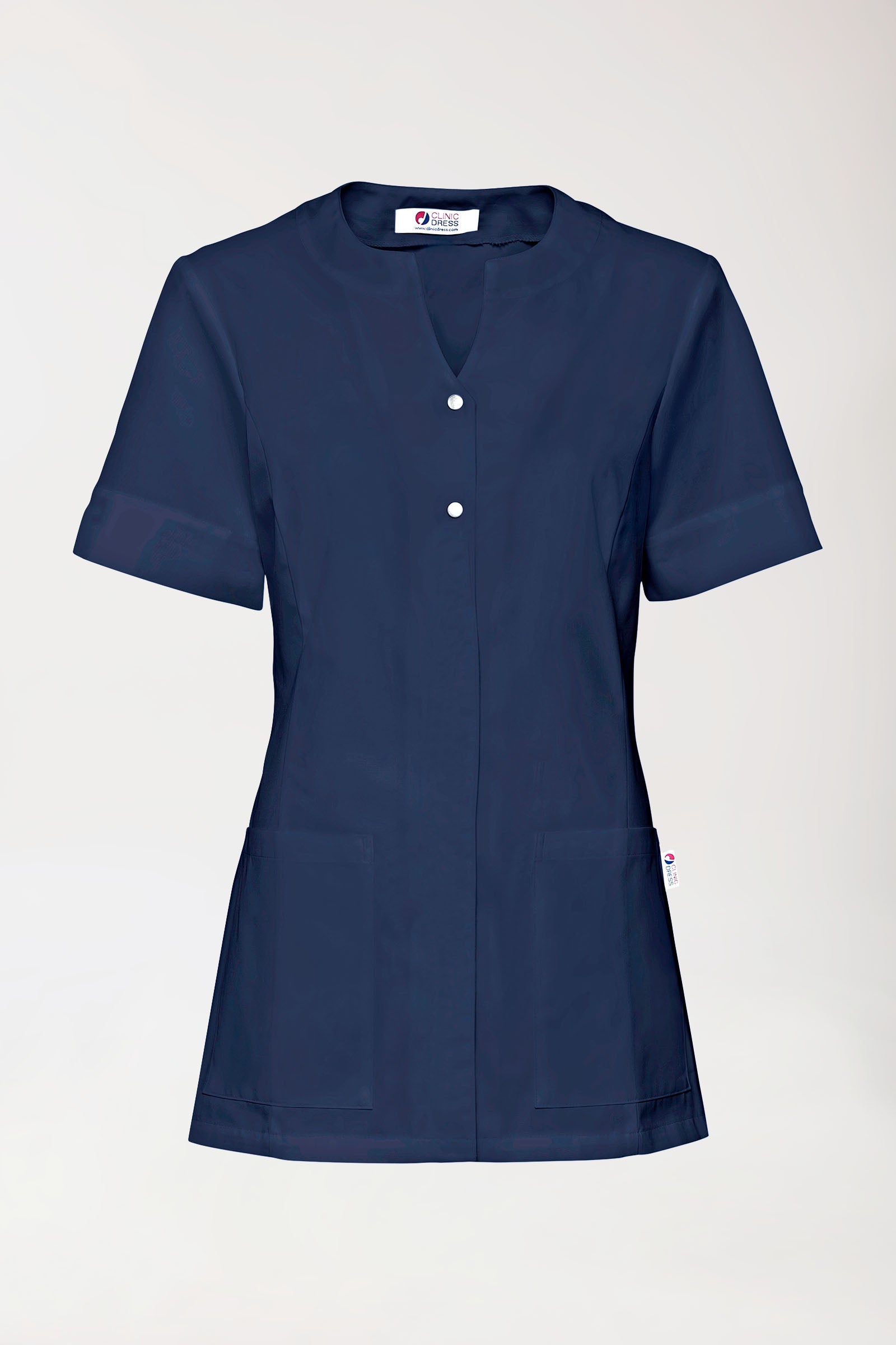 Beauty Kasack Damen - verdeckte Knopfleiste navy, Vorderansicht 