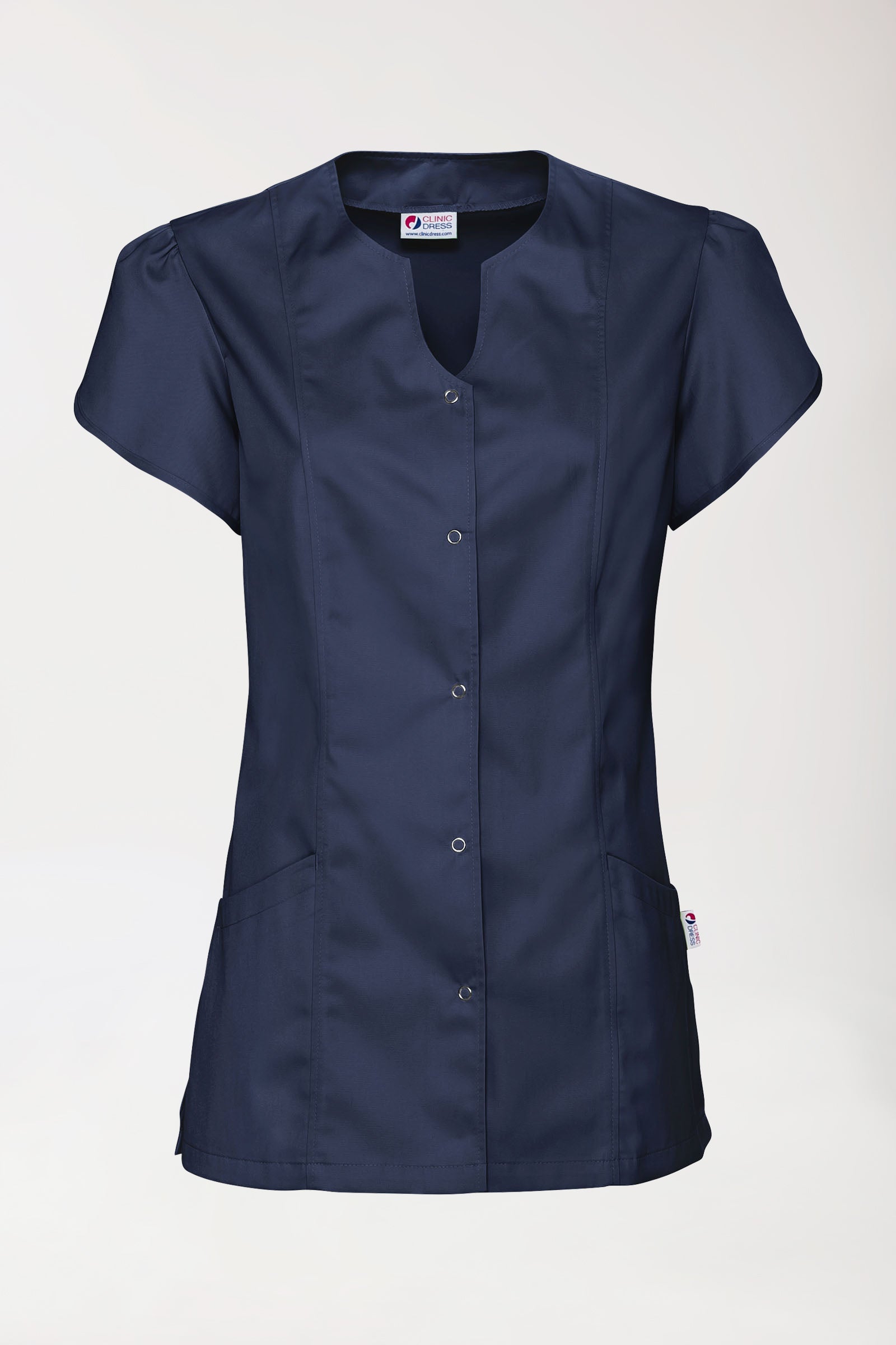 Beauty Kasack Damen - mit Puffärmel navy, Vorderansicht 