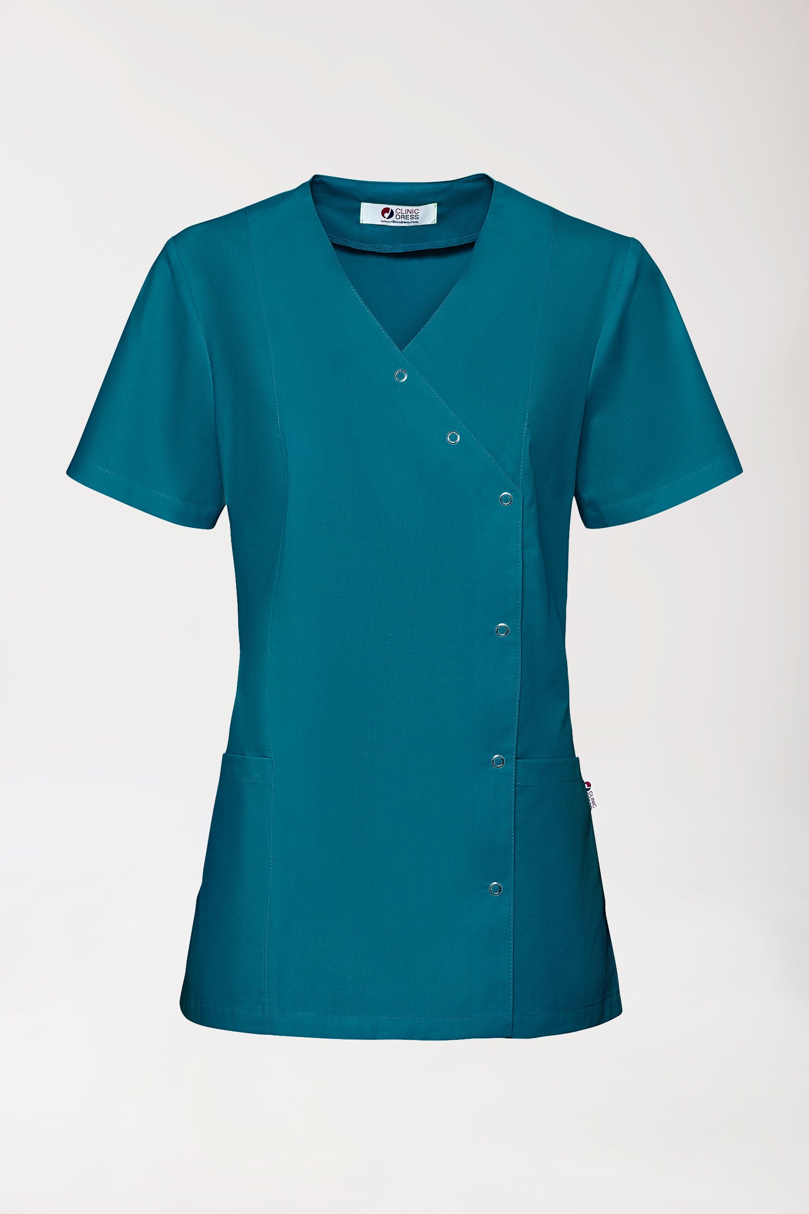 Stretch Kasack Damen - durchgeknöpft petrol, Vue de face 