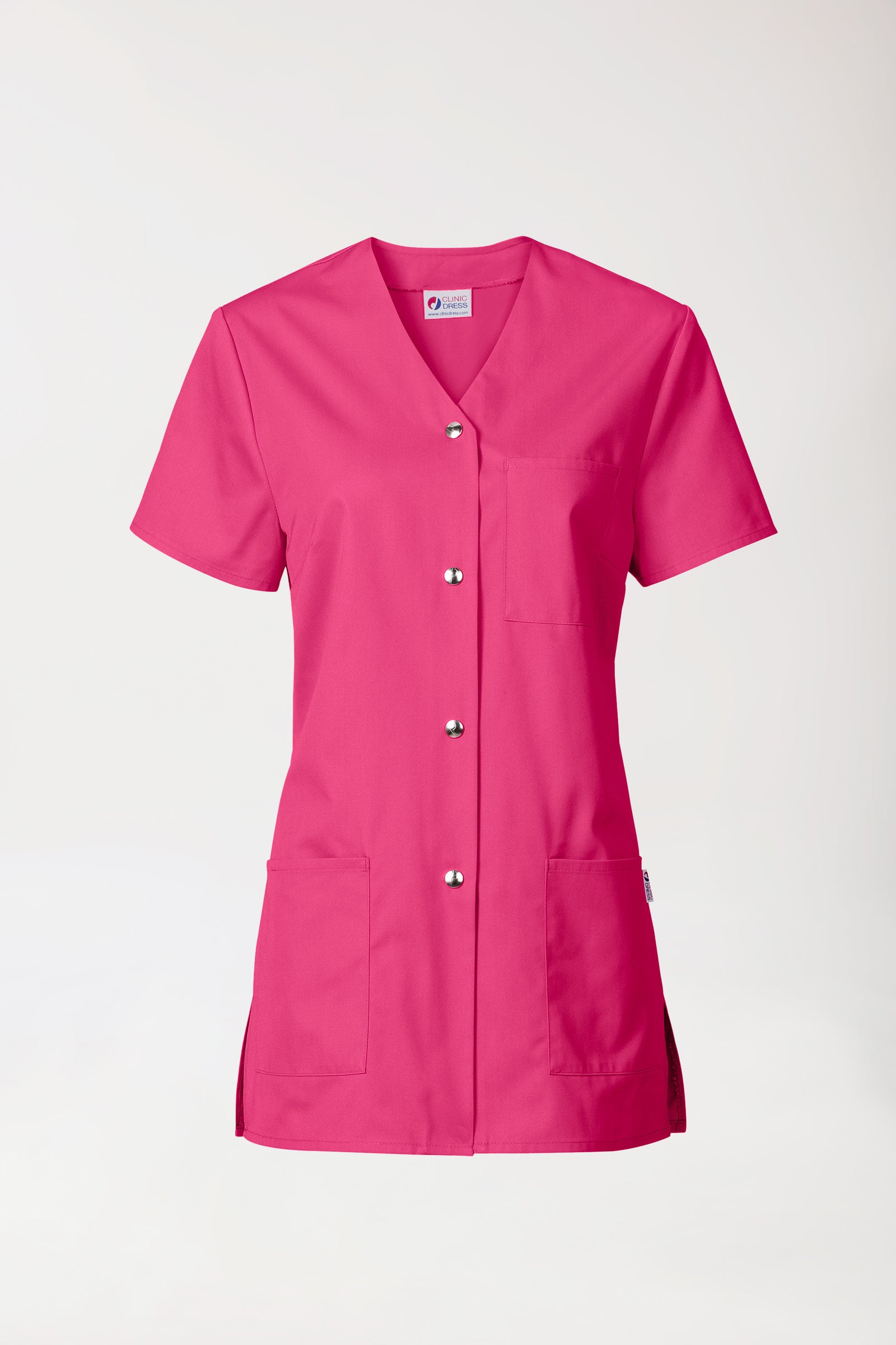 Beauty Kasack Damen - durchgeknöpft pink, Vorderansicht 