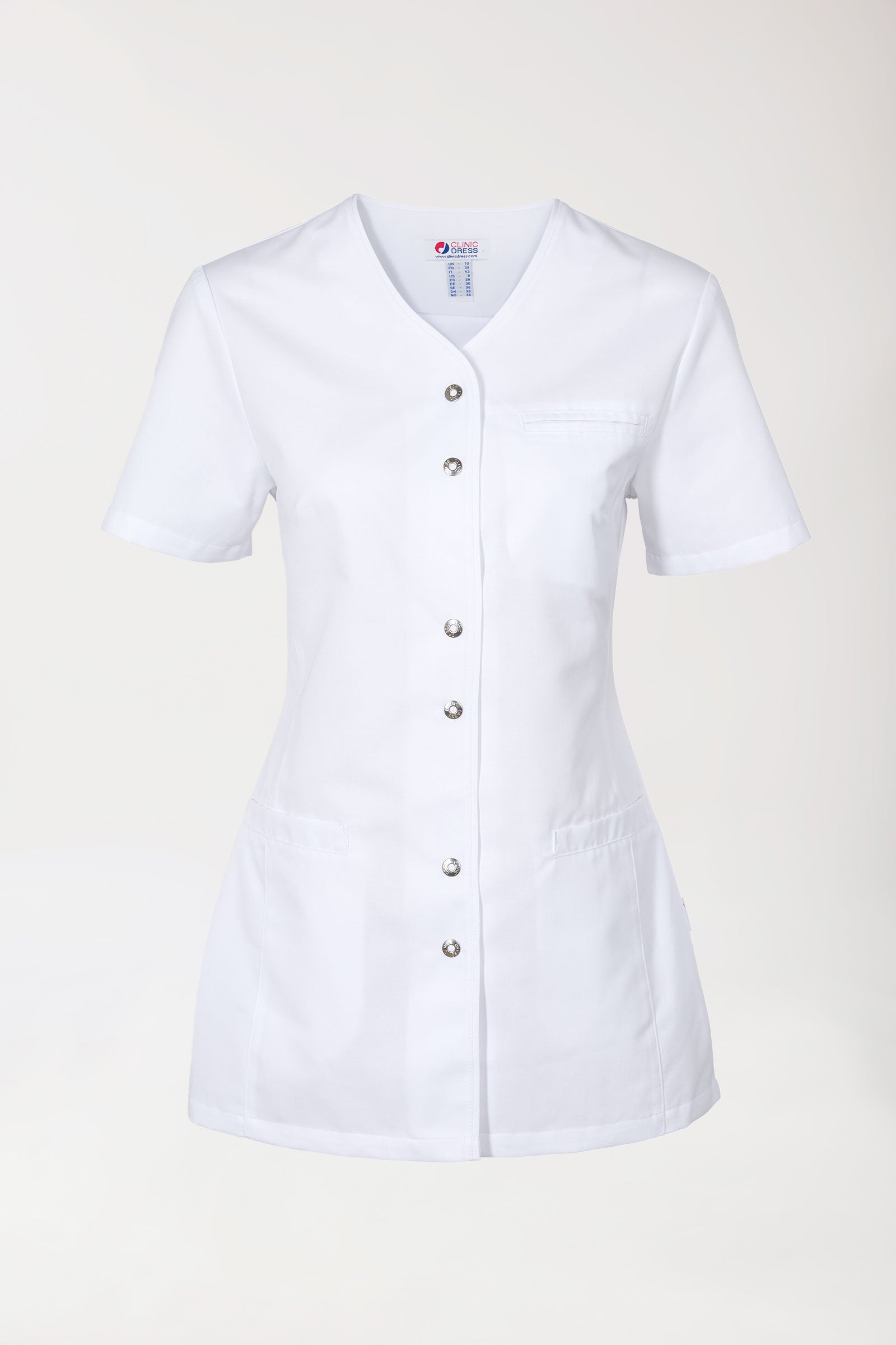 Beauty Kasack Damen - Druckknopfleiste weiss