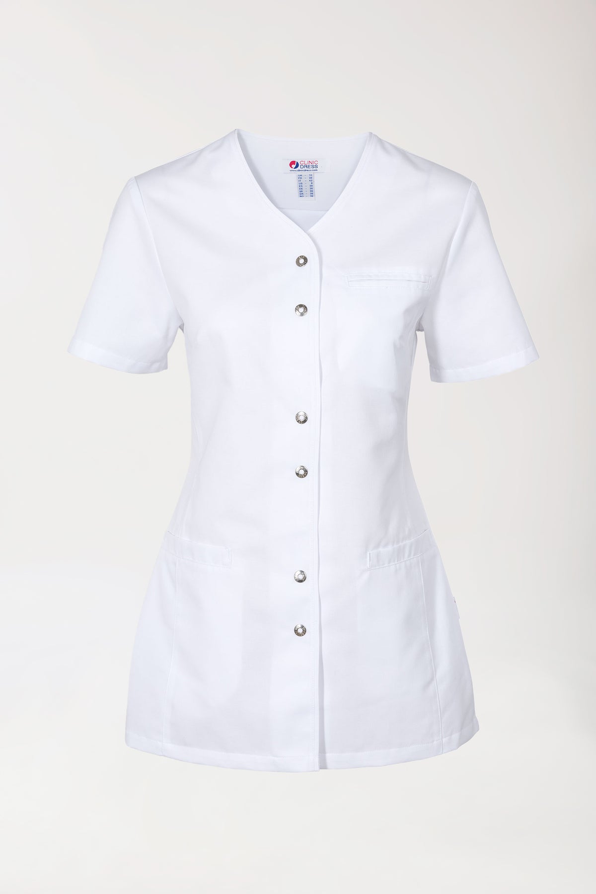 Beauty Kasack Damen - Druckknopfleiste weiss