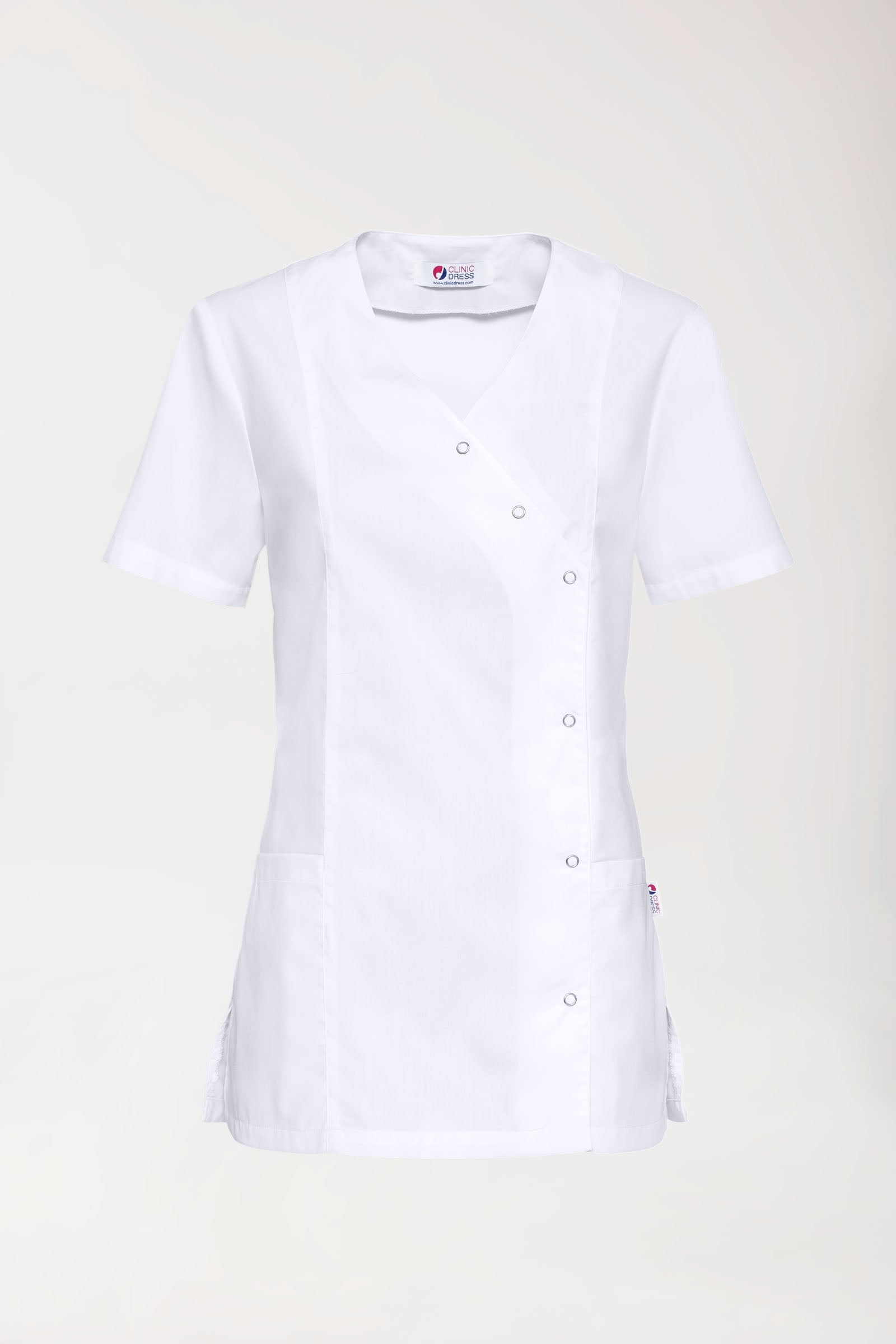 Stretch Kasack Damen - durchgeknöpft weiss