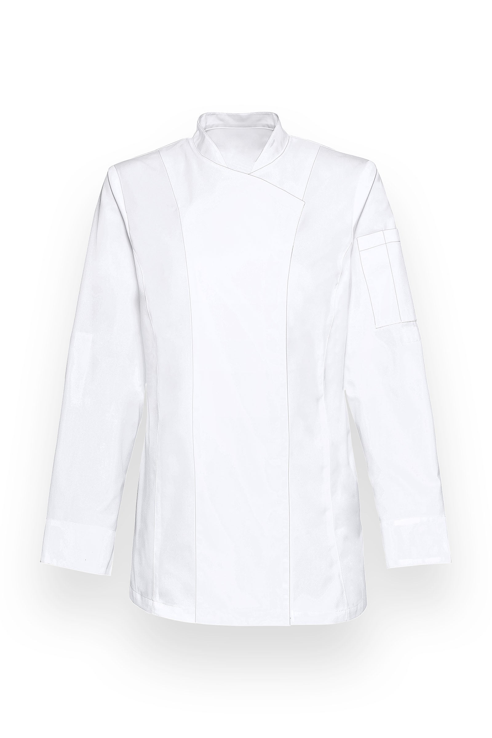 Gastro Kochjacke Damen - 1/1 Arm weiss, Vorderansicht 