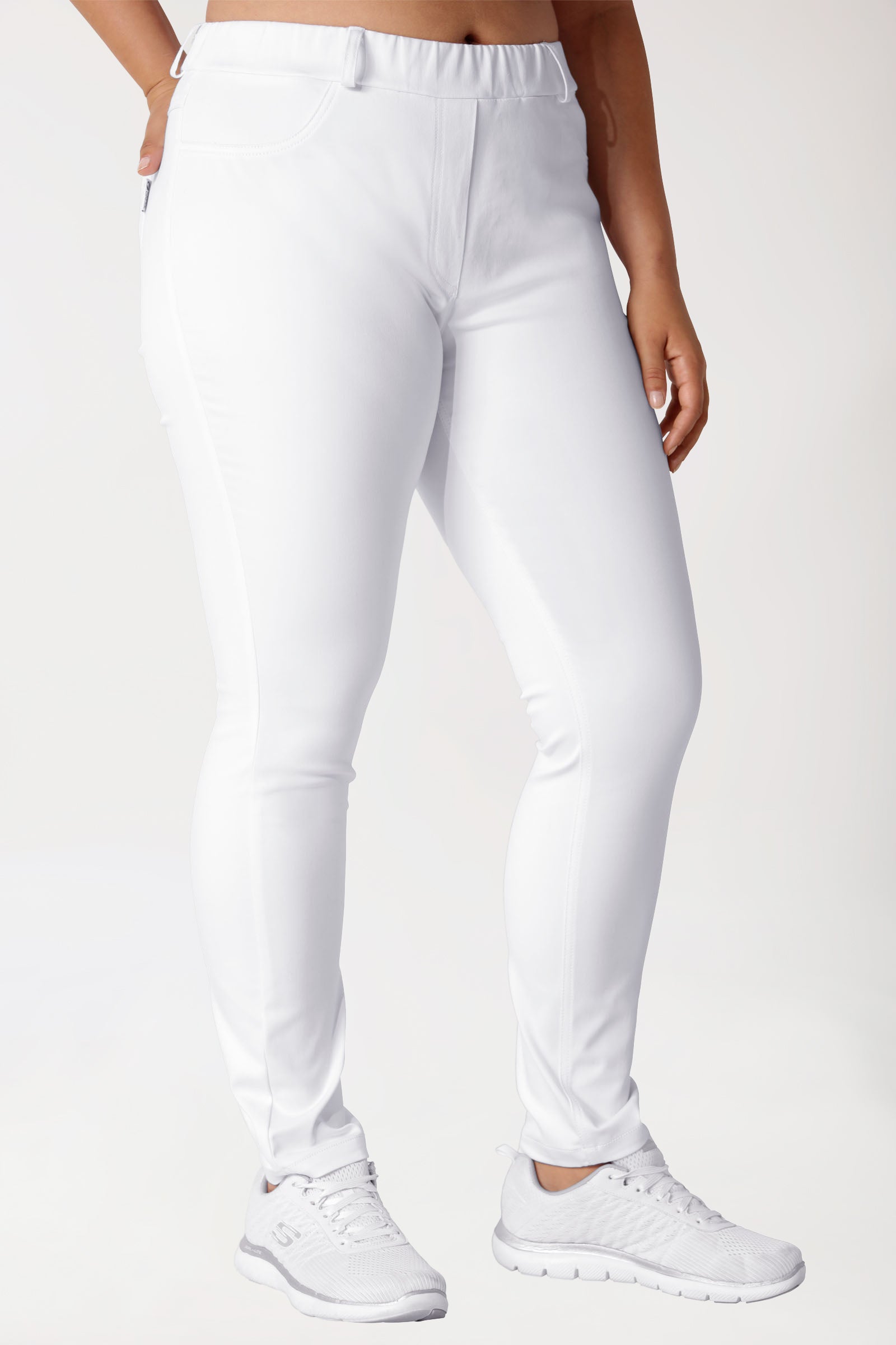 Curved Leggings COMFY FLEX - elastischer Rundumgummibund weiss, Vorderansicht 