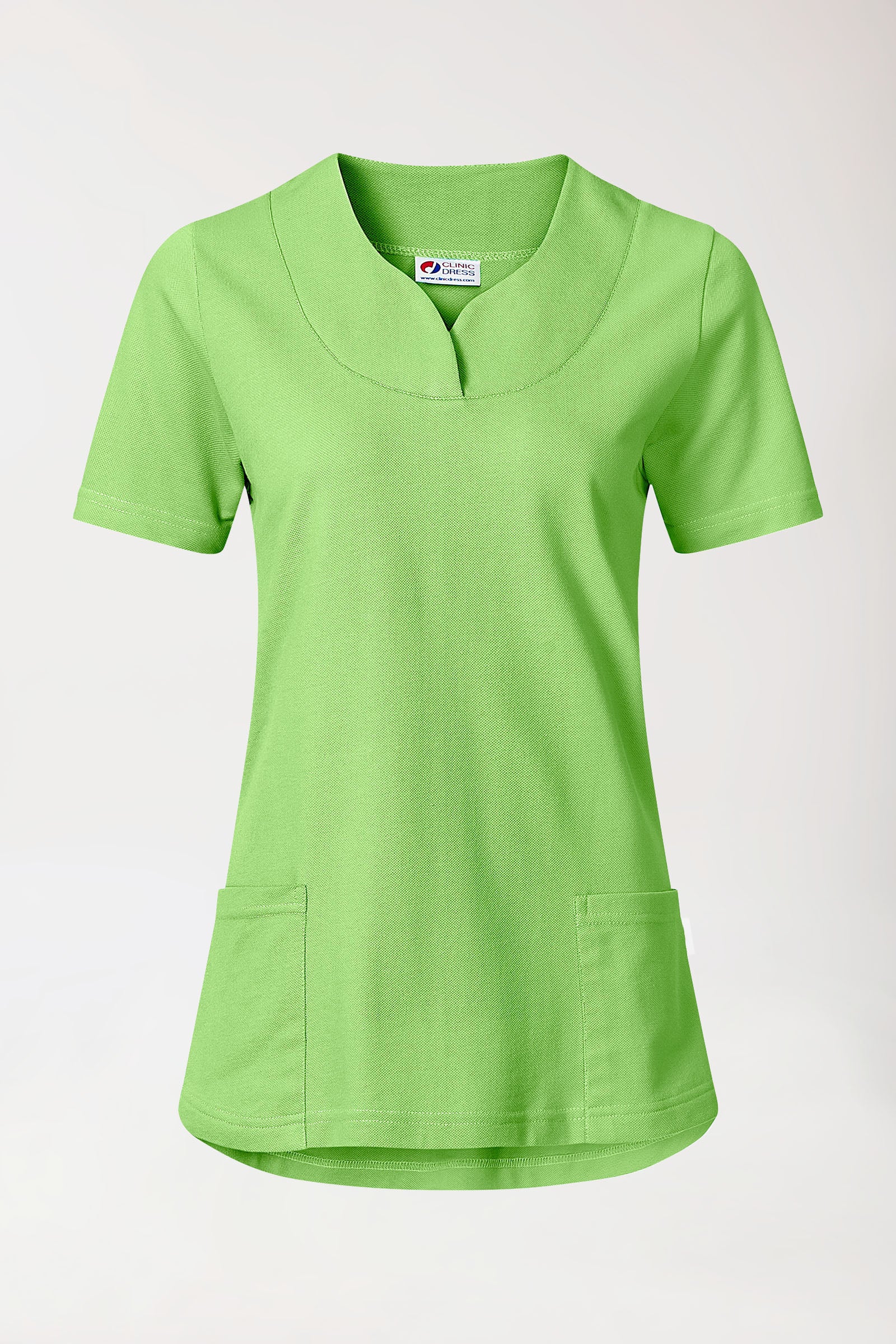 Piqué Longshirt Damen - diagonaler Ausschnitt apfelgrün