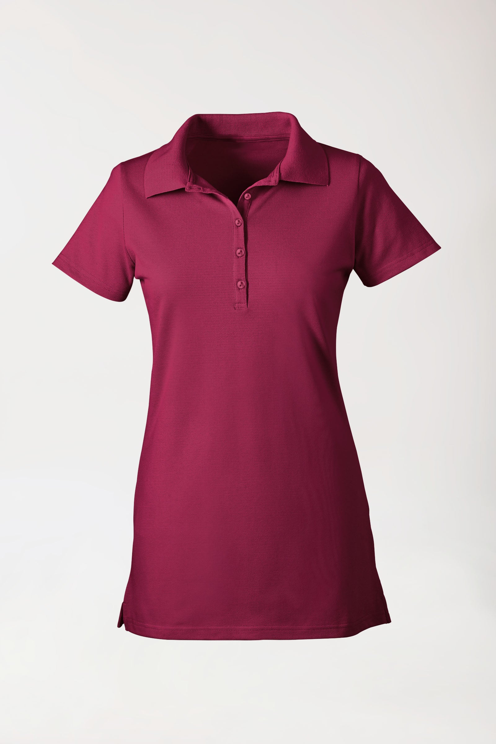 Stretch Longshirt Damen - Polokragen bordeaux, Vue de face 