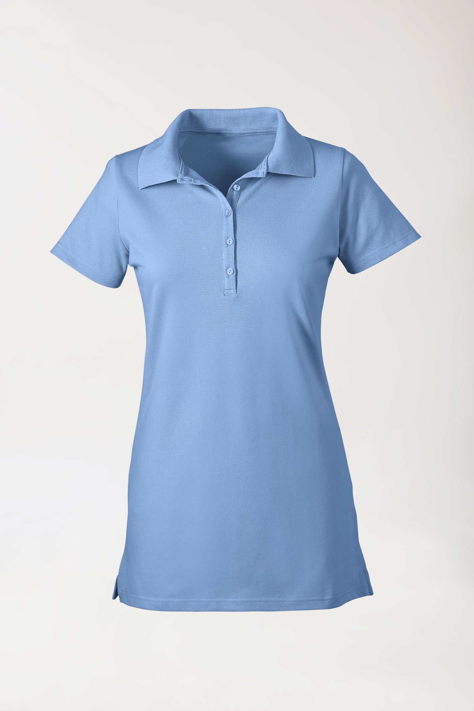 Stretch Longshirt Damen - Polokragen himmelblau