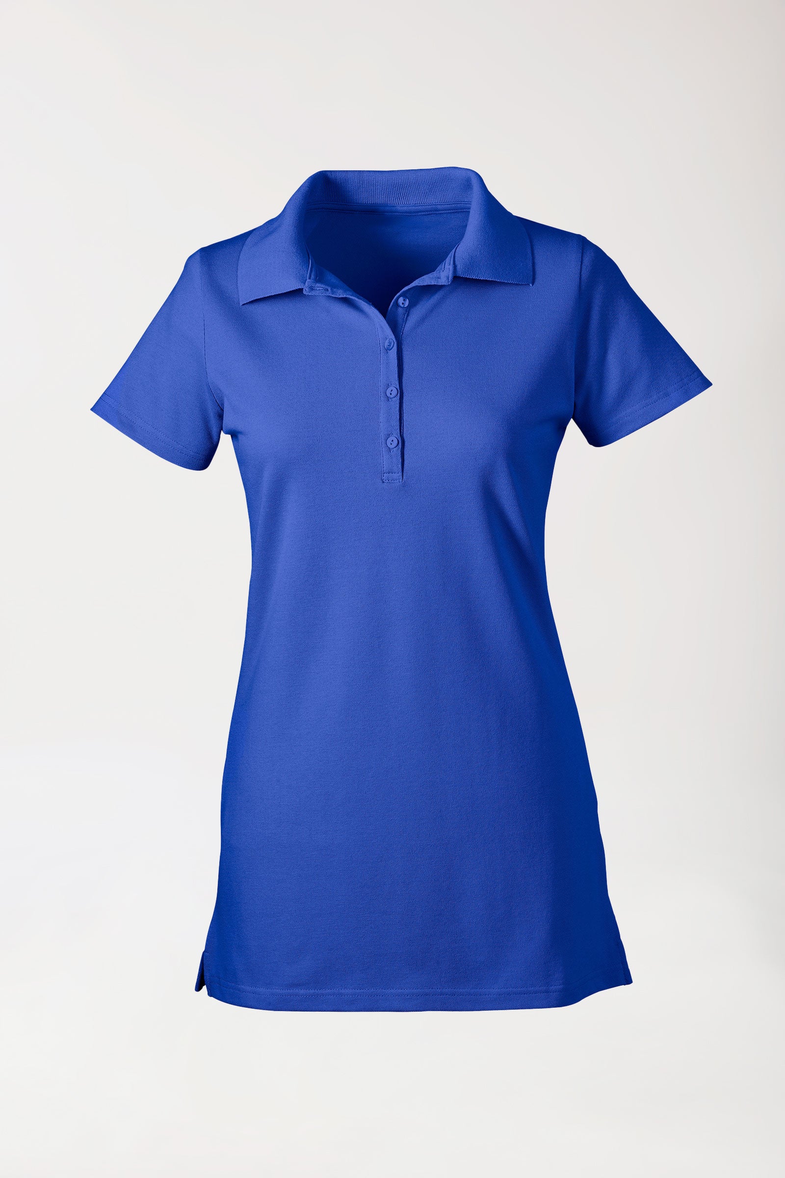 Stretch Longshirt Damen - Polokragen königsblau, Vue de face 
