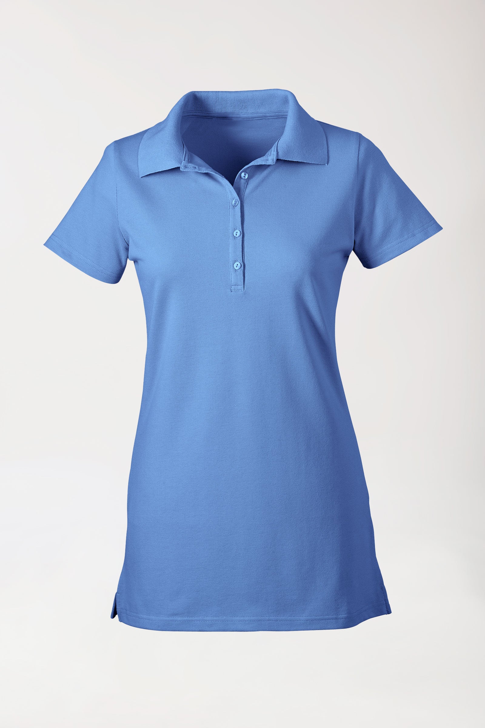 Stretch Longshirt Damen - Polokragen petrolblau