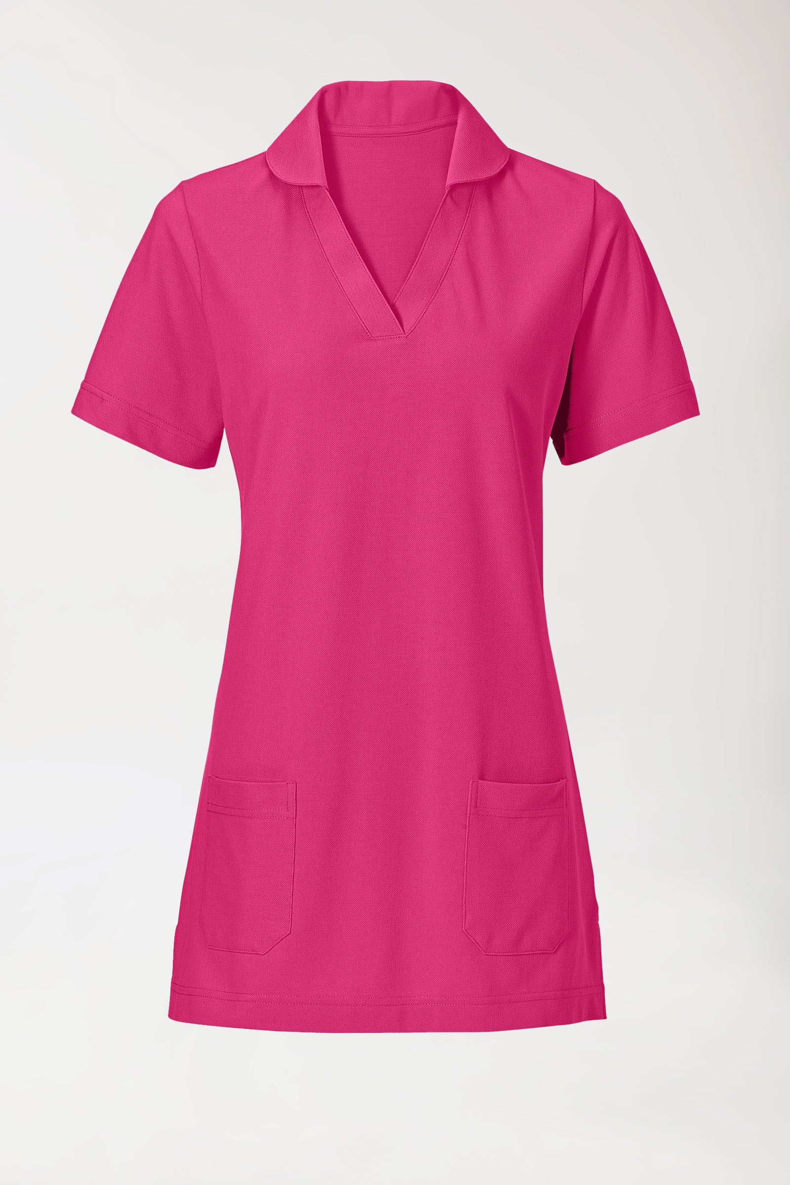Piqué Longshirt Damen - mit Kragen pink, Vue de face 