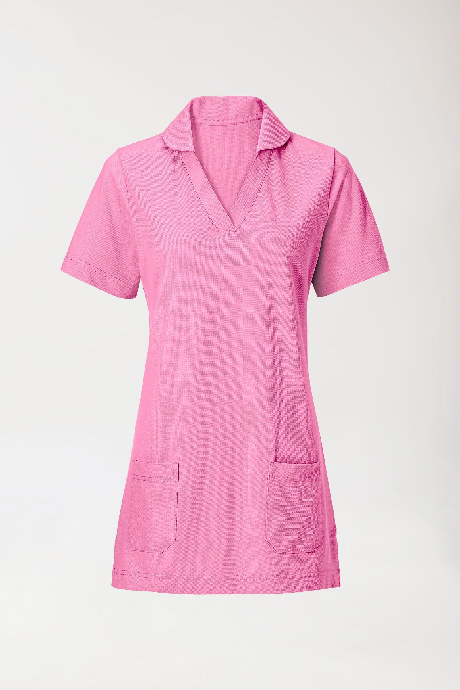 Piqué Longshirt Damen - mit Kragen rosy pink