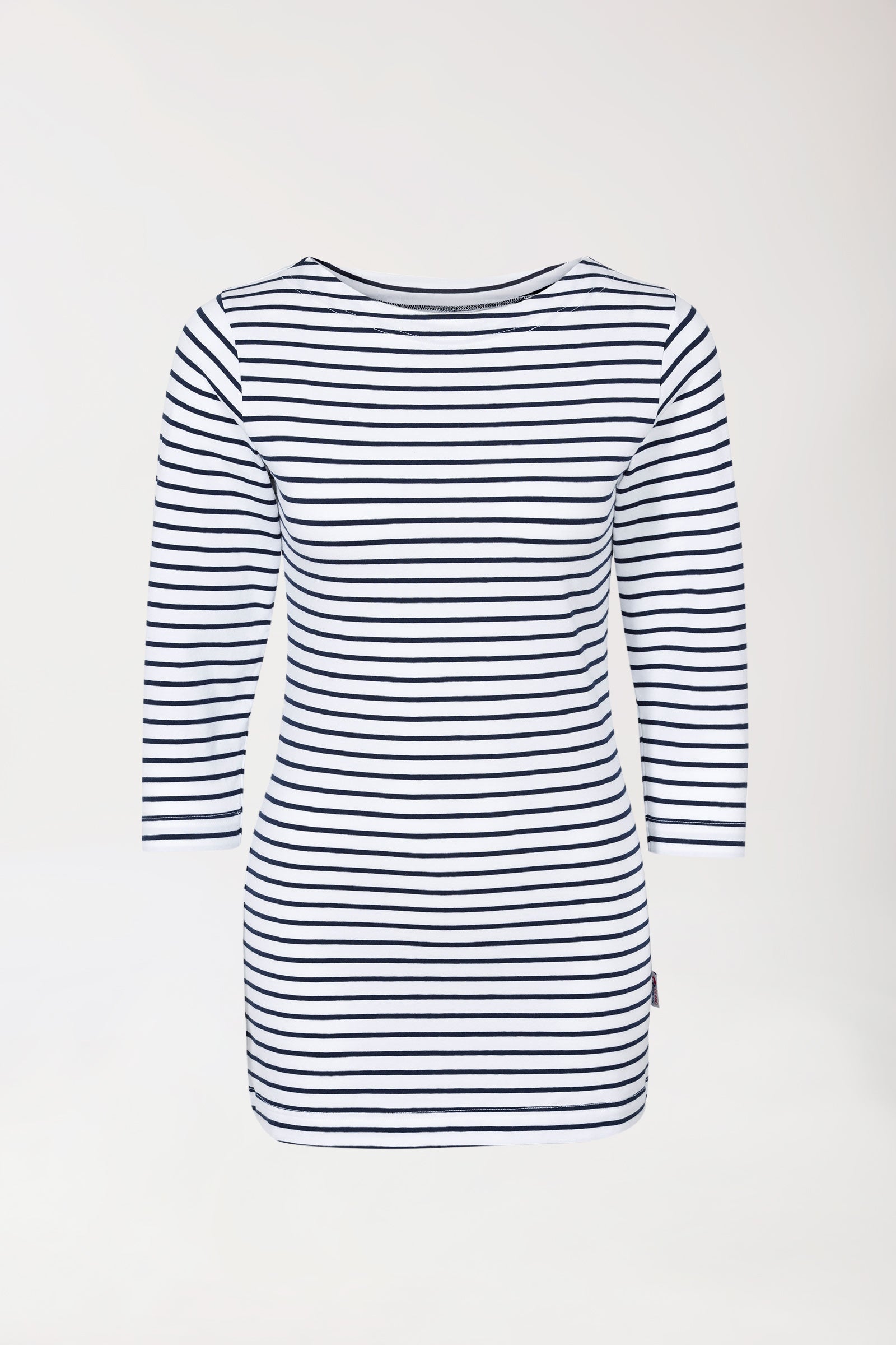 Longshirt Damen - 3/4 Arm weiss/navy, Vorderansicht 