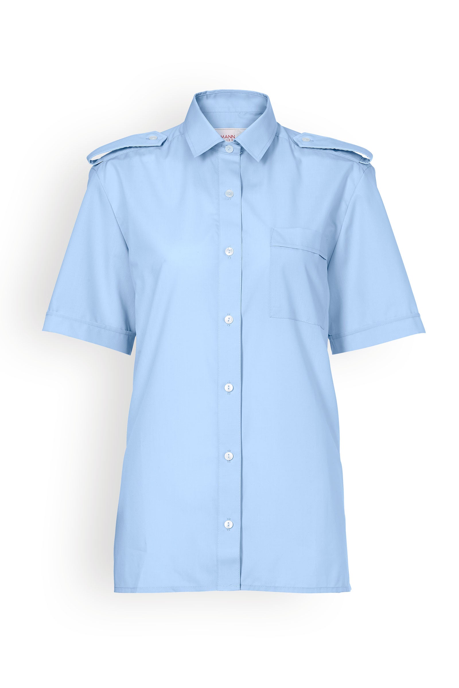 Pilotenbluse Kurzarm Hellblau, Vue de face 