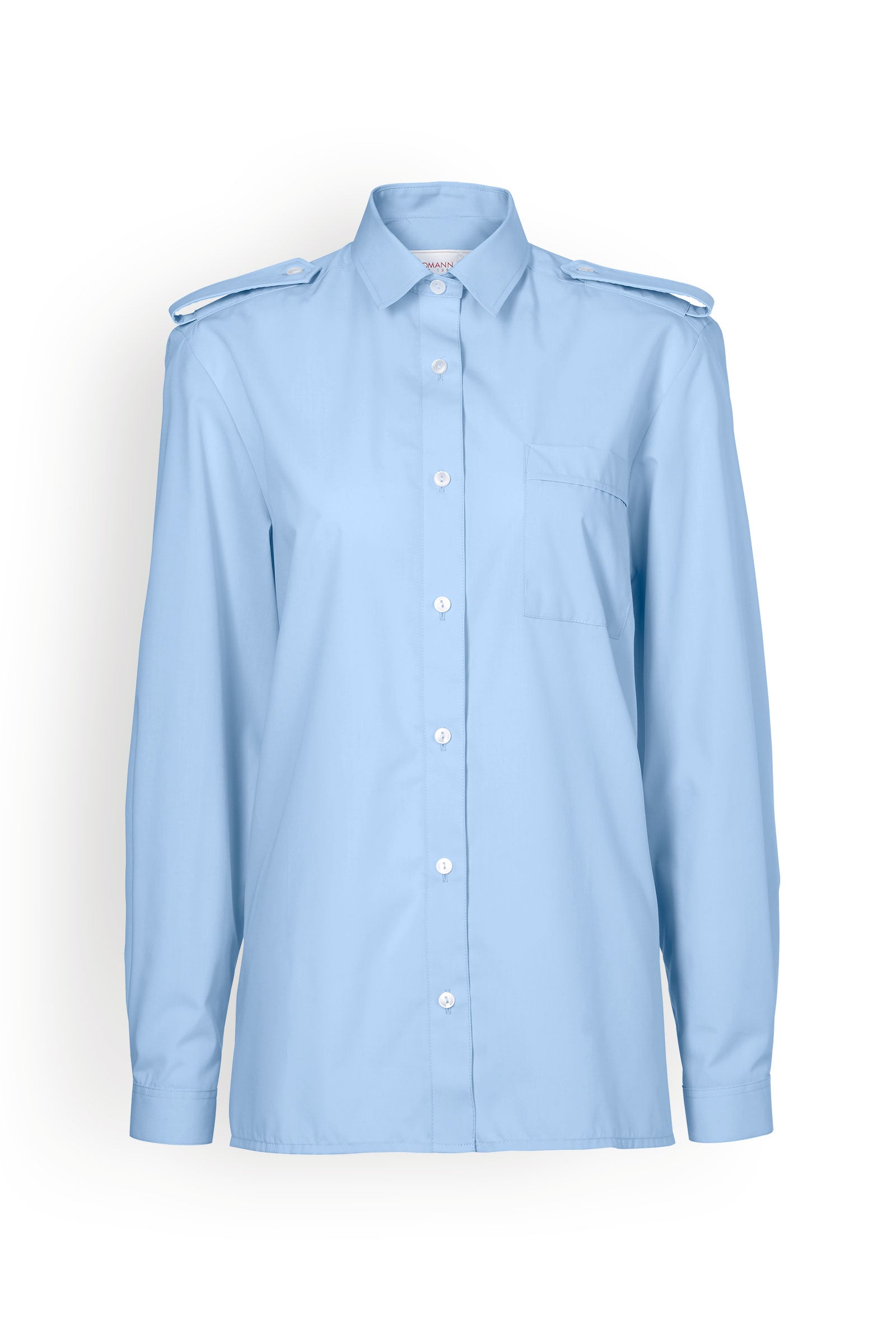 Pilotenbluse Langarm Hellblau, Vue de face 
