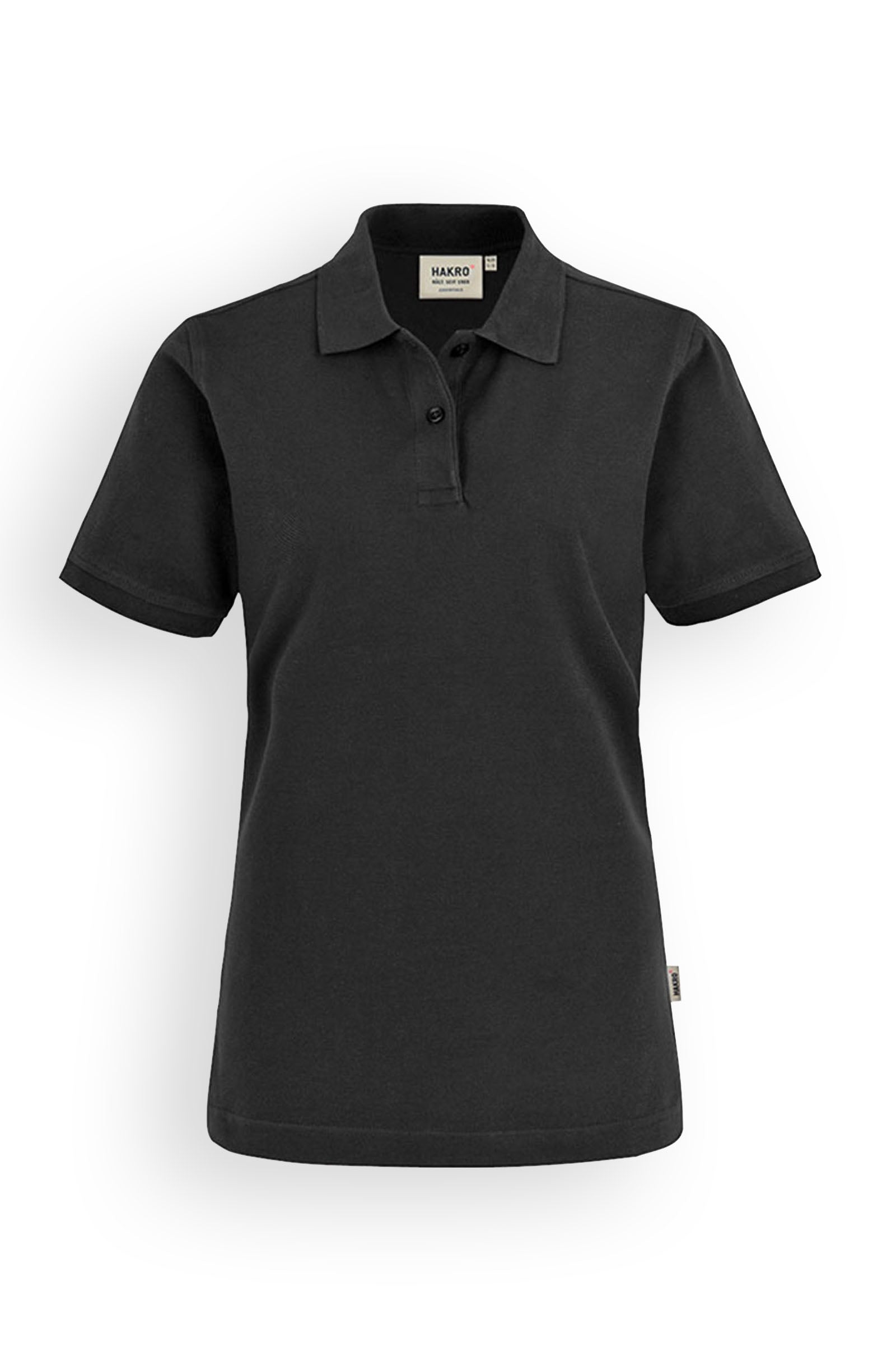 Damen-Poloshirt Schwarz Knopfleiste
