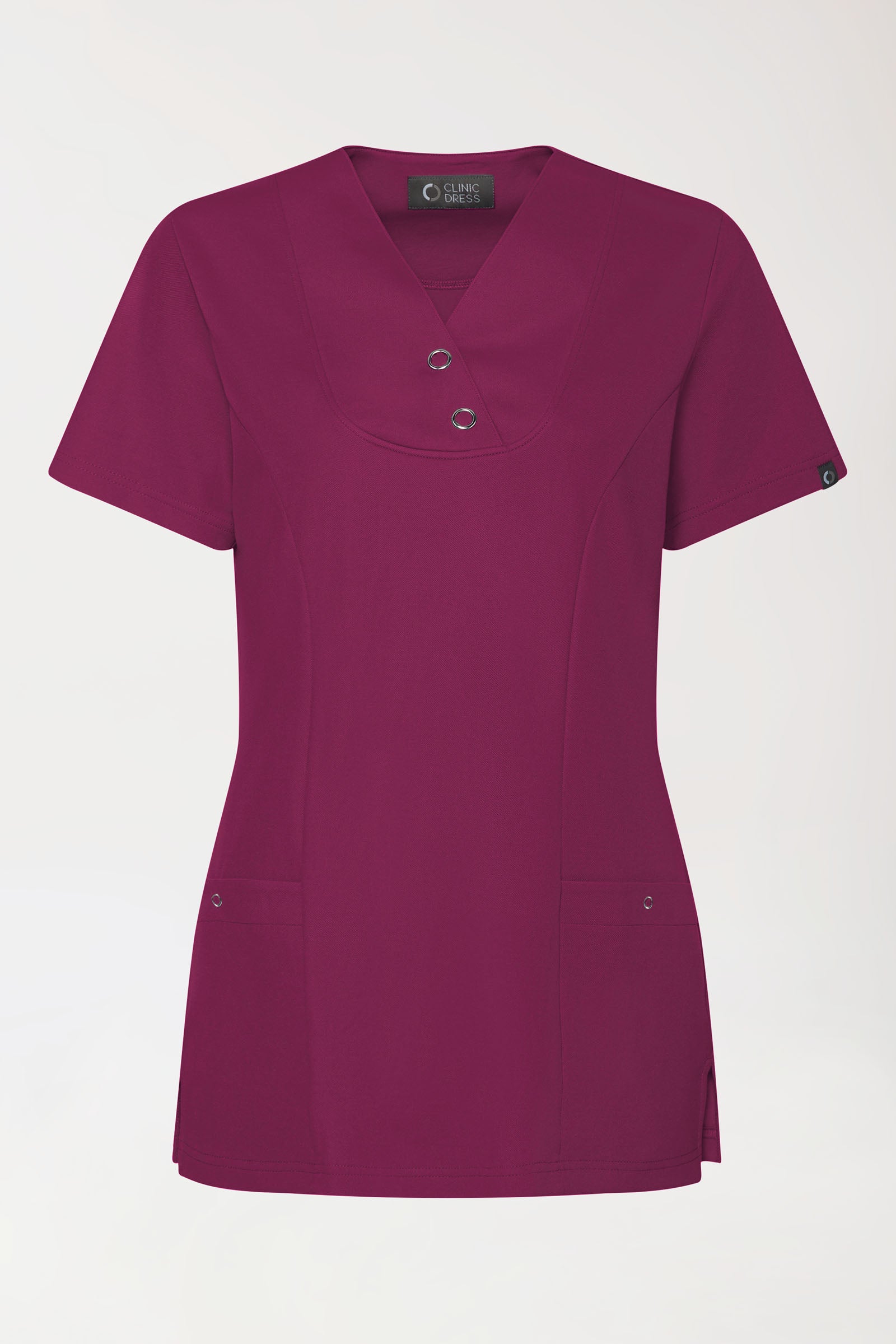 COMFY FLEX Stretch Schlupfkasack Damen - mit Druckknöpfen berry, Vorderansicht 