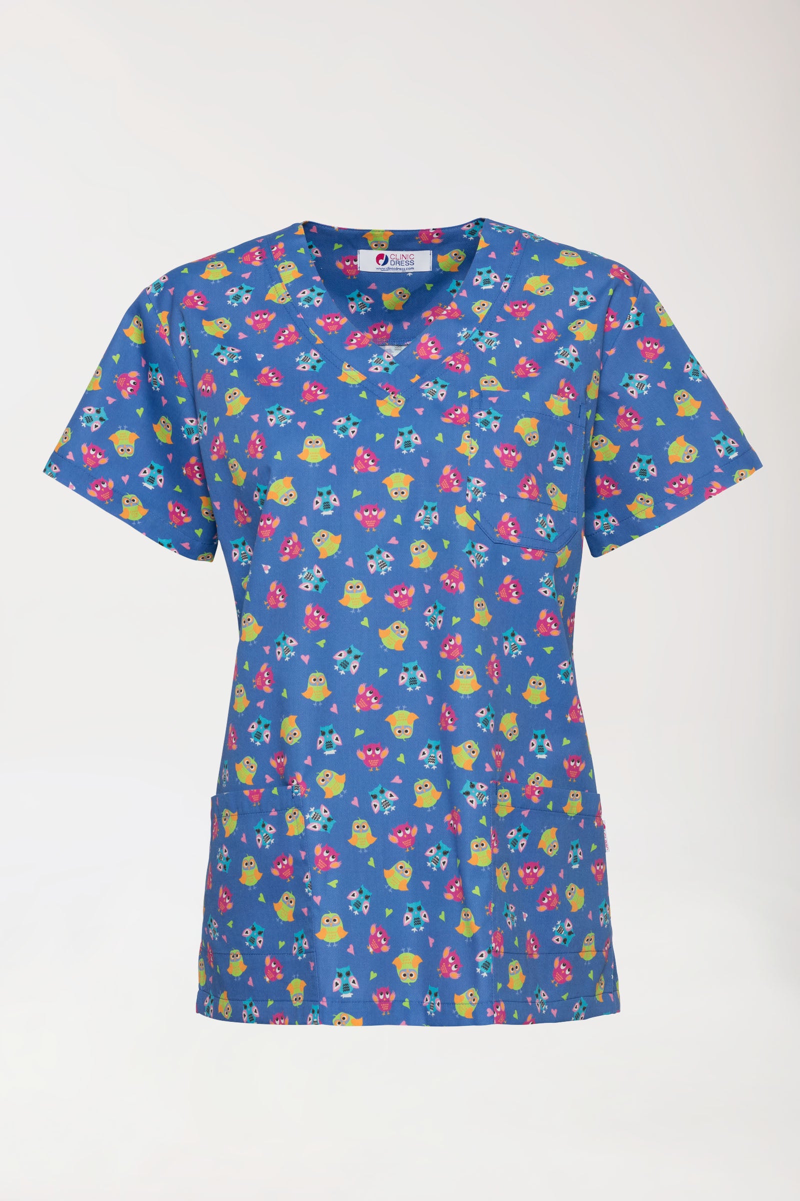 Leichter Schlupfkasack Damen - Alloverprint blau/bunt, Vue de face 